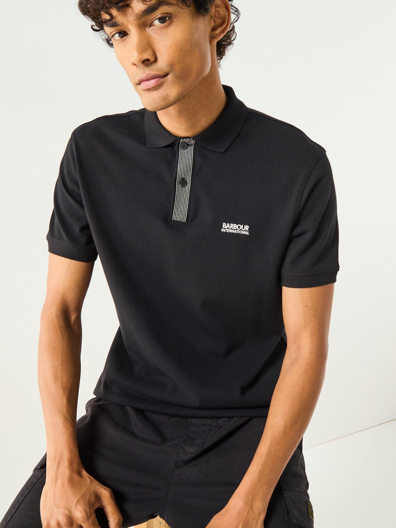 Barbour International Baynes Knit Placket Polo Shirt- Black