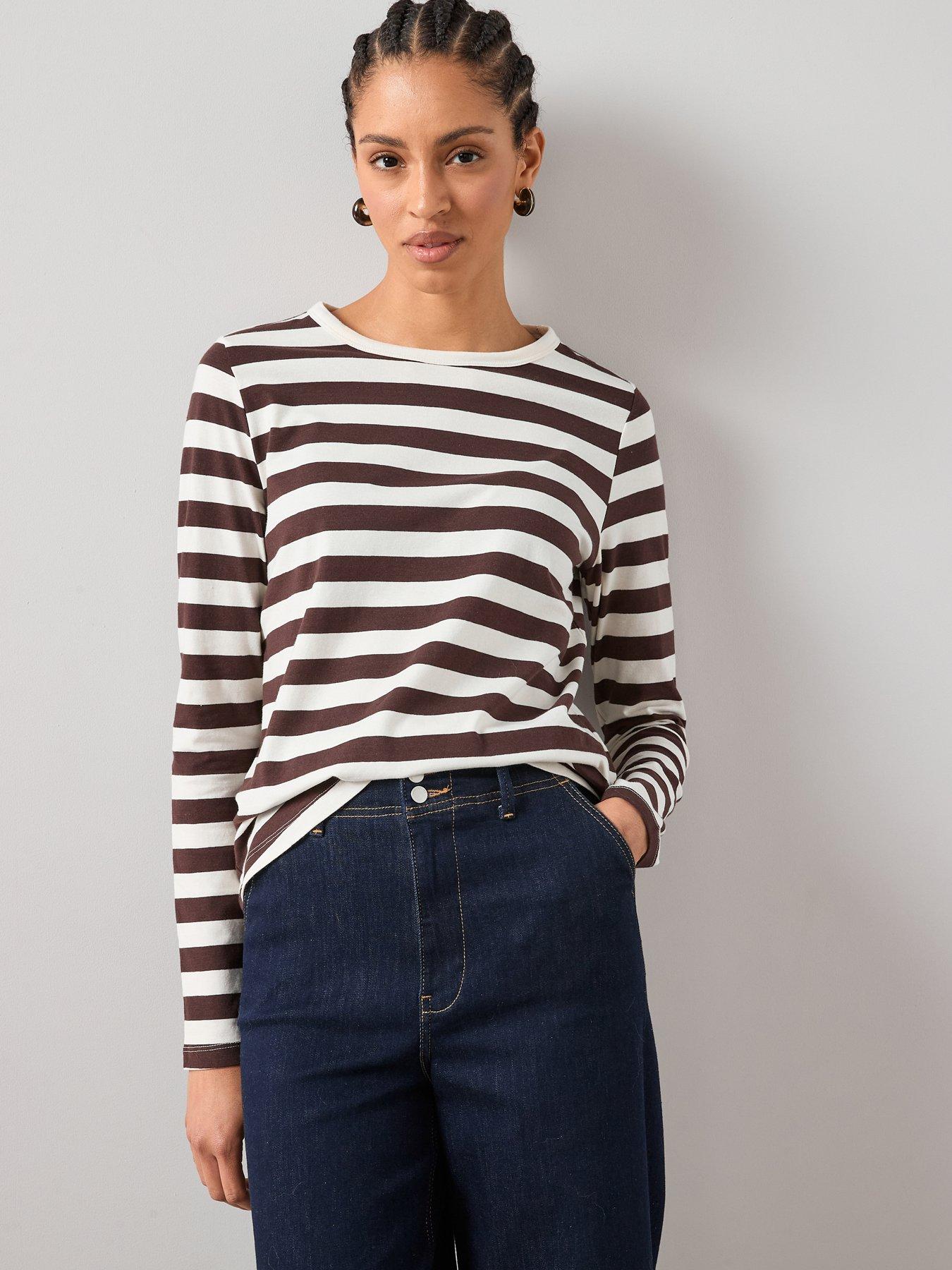 the-very-collection-long-sleeve-oversize-basic-stripe-tee-brown