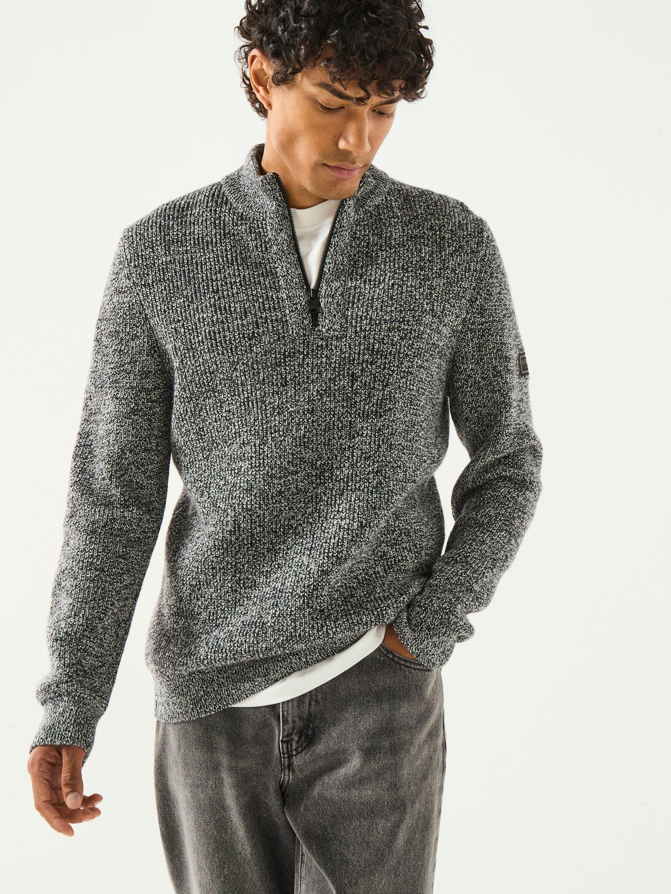 Barbour International Declan Yarn Twist Funnel Neck Knitted Jumper- Black