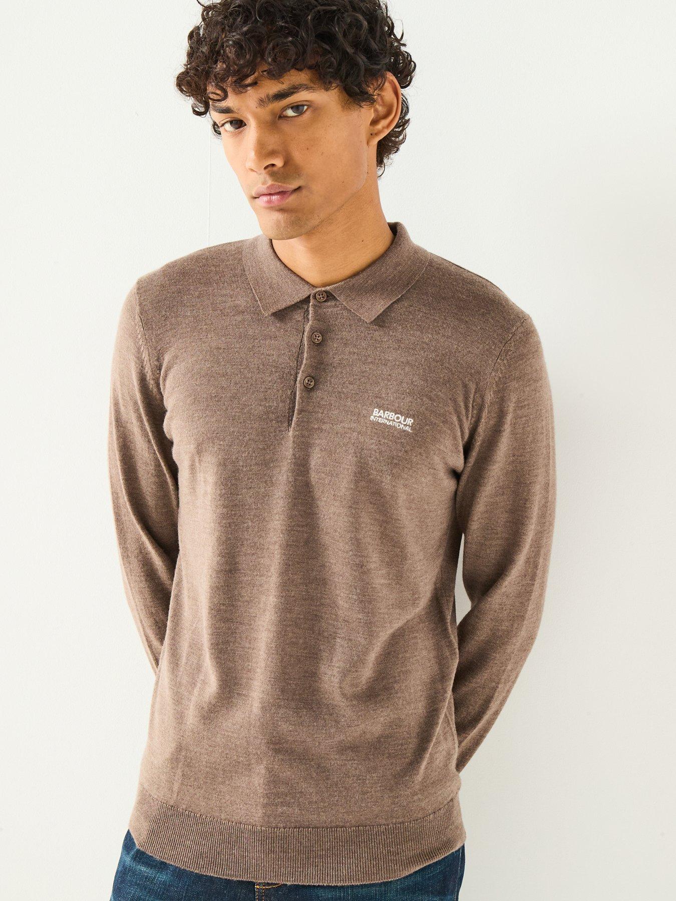 Barbour International Merlin Merino Long Sleeve Polo Shirt - Brown