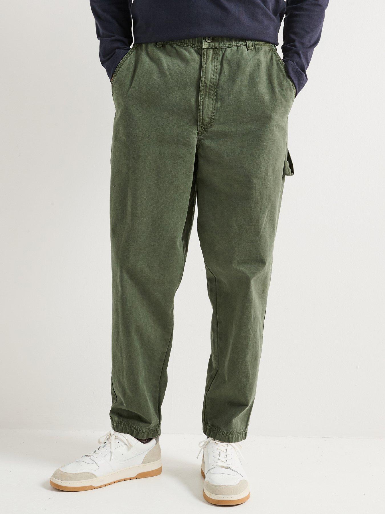 Barbour Harton Relaxed Fit Slub Trousers- Green