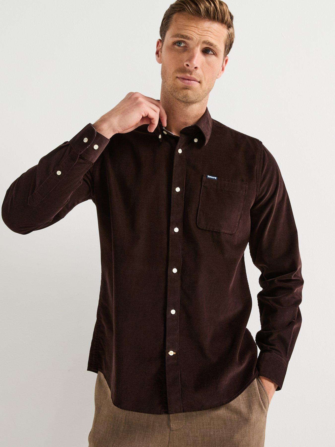Barbour Ramsey Long Sleeve Tailored Fit Corduroy Shirt - Dark Brown