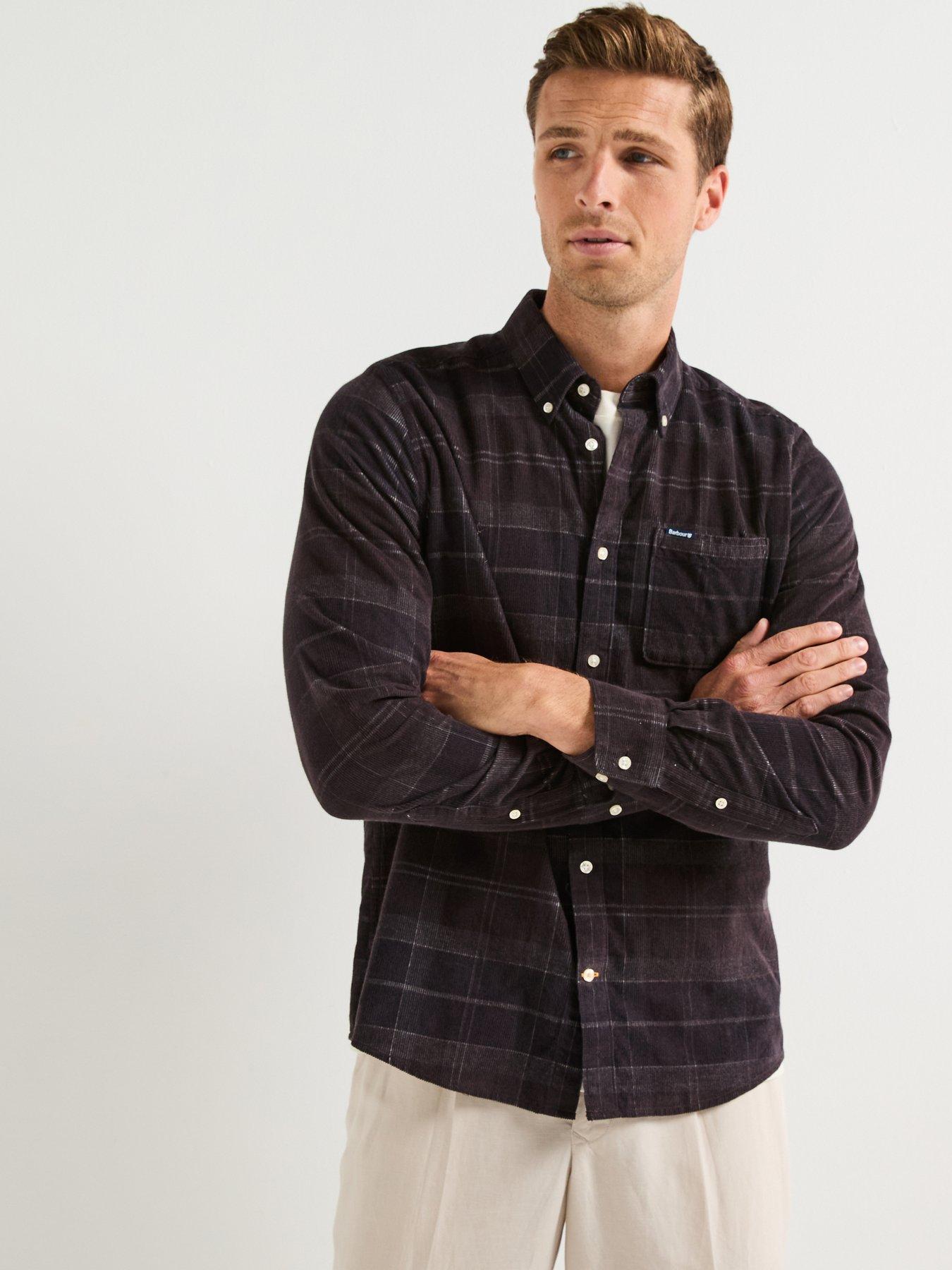 Barbour Blair Tailored Fit Tartan Cord Shirt- Navy