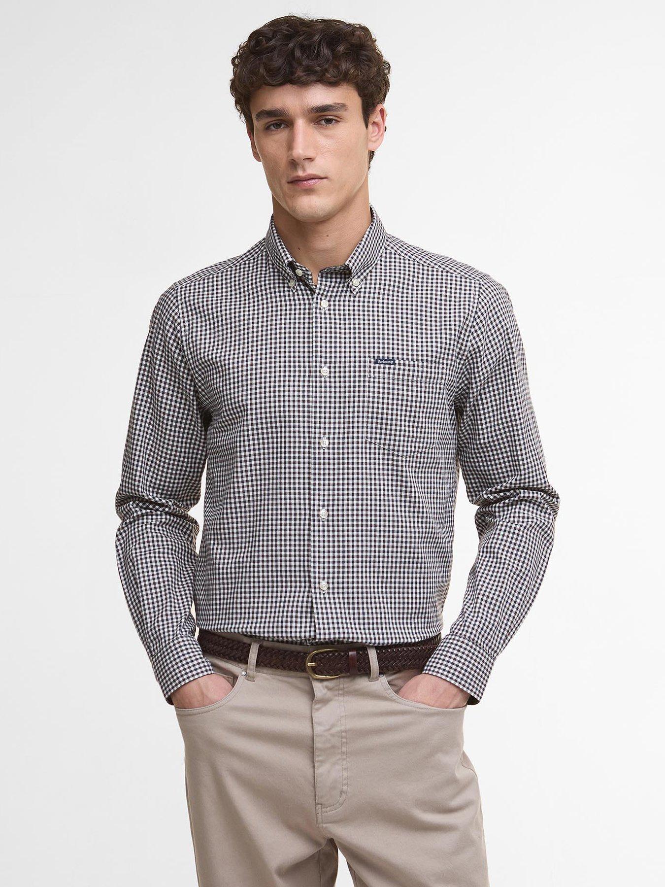 Barbour Padshaw Tailored Fit Gingham Shirt- Grey