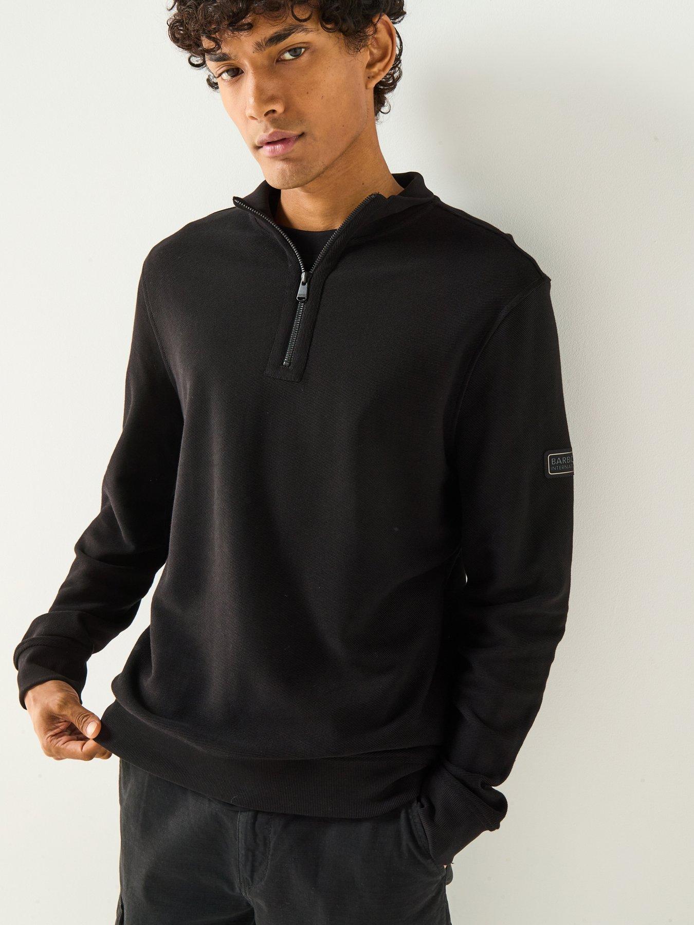 undefined Barbour International Samuel Funnel Neck Track Top-black