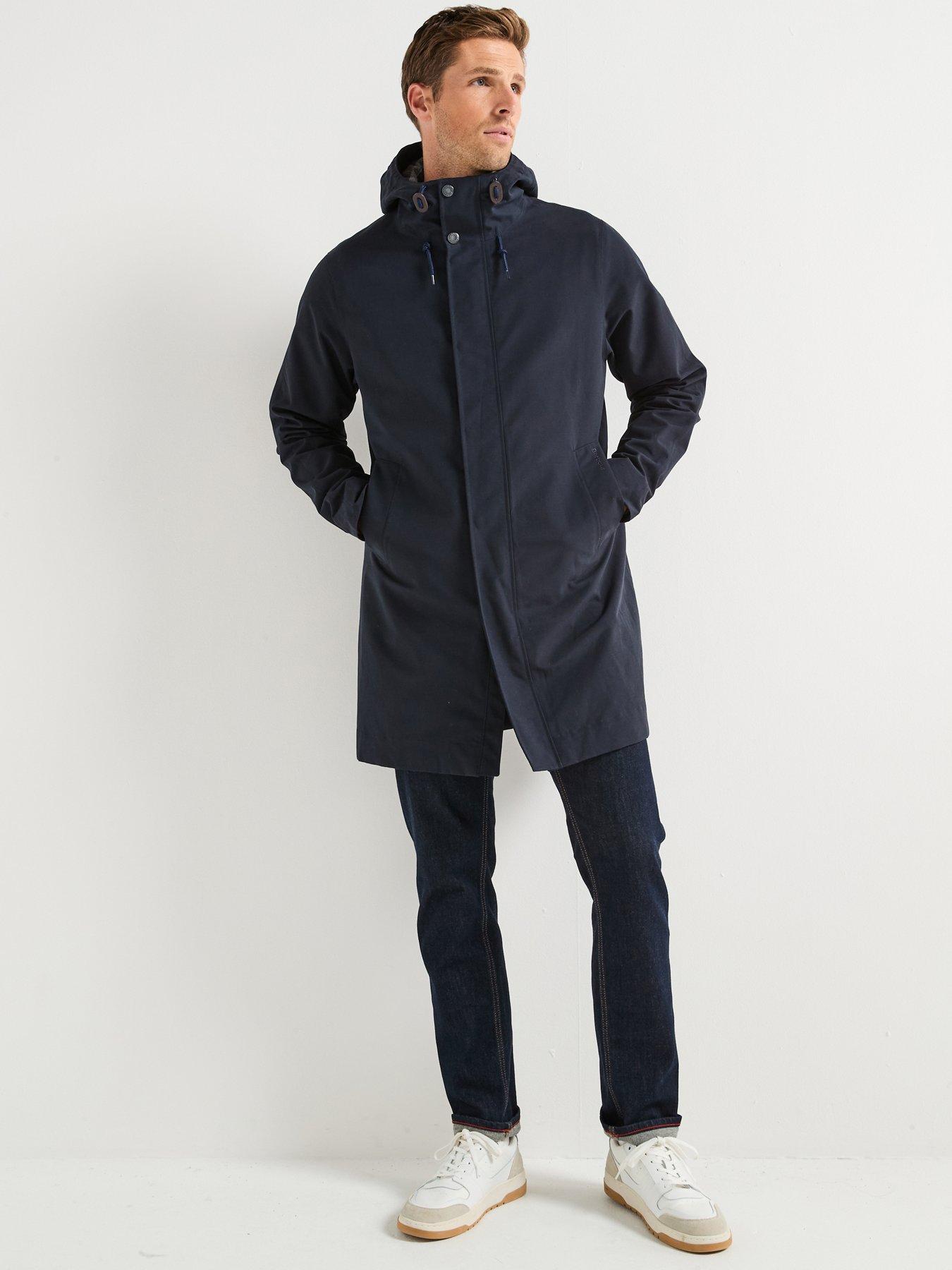 Image 1 of 6 of Barbour Hooded Lorden Waterproof Macintosh Rain Coat - Navy