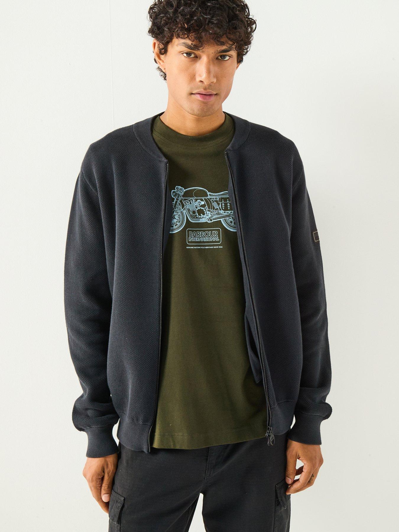undefined Patrick Bomber Zip Through Knitted Cardigan- Black