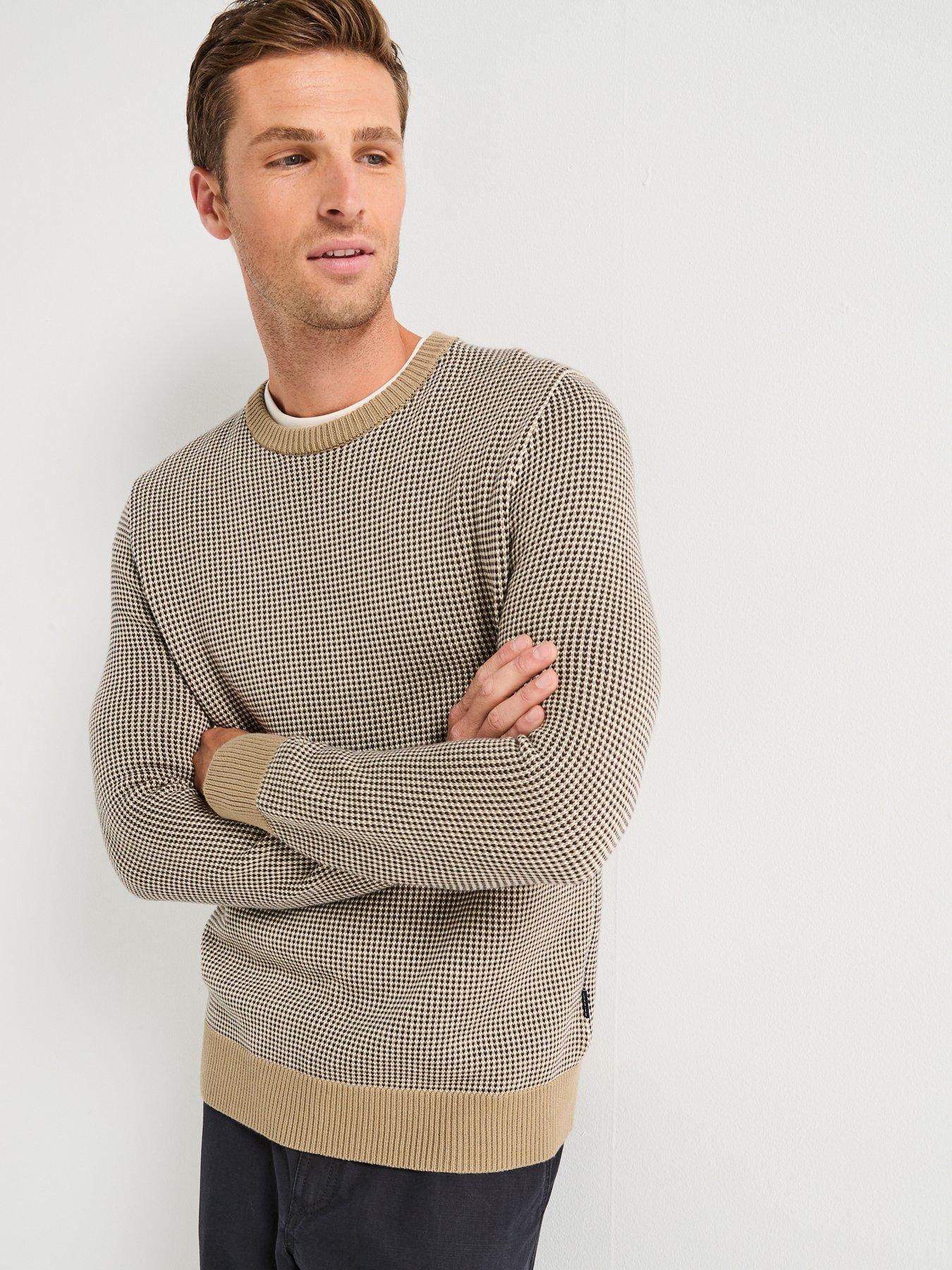 Barbour Wells Textured Crew Knitted Jumper- Light Brown
