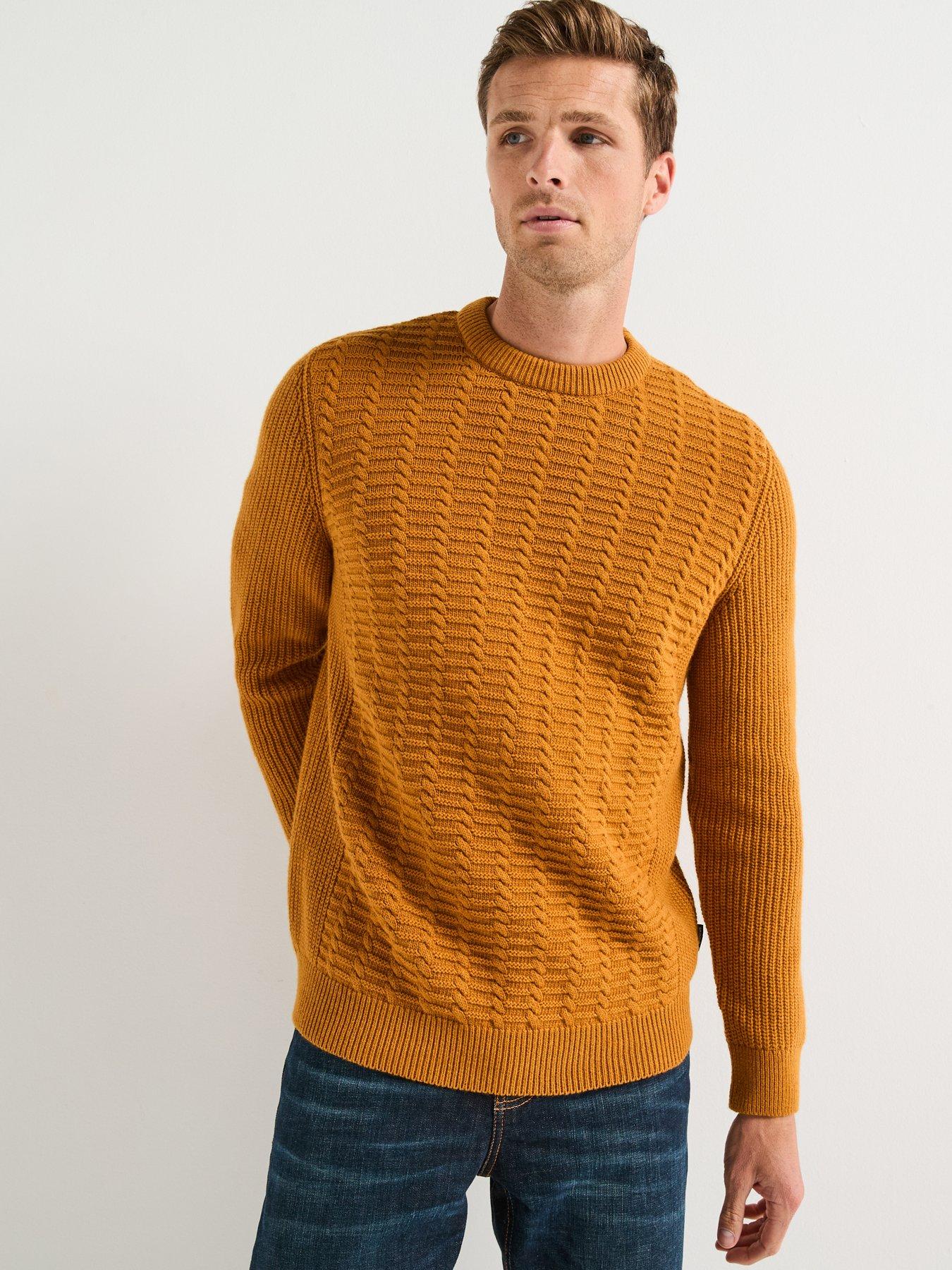 Barbour Cleveland Textured Crew Knitted Jumper - Dark Orange