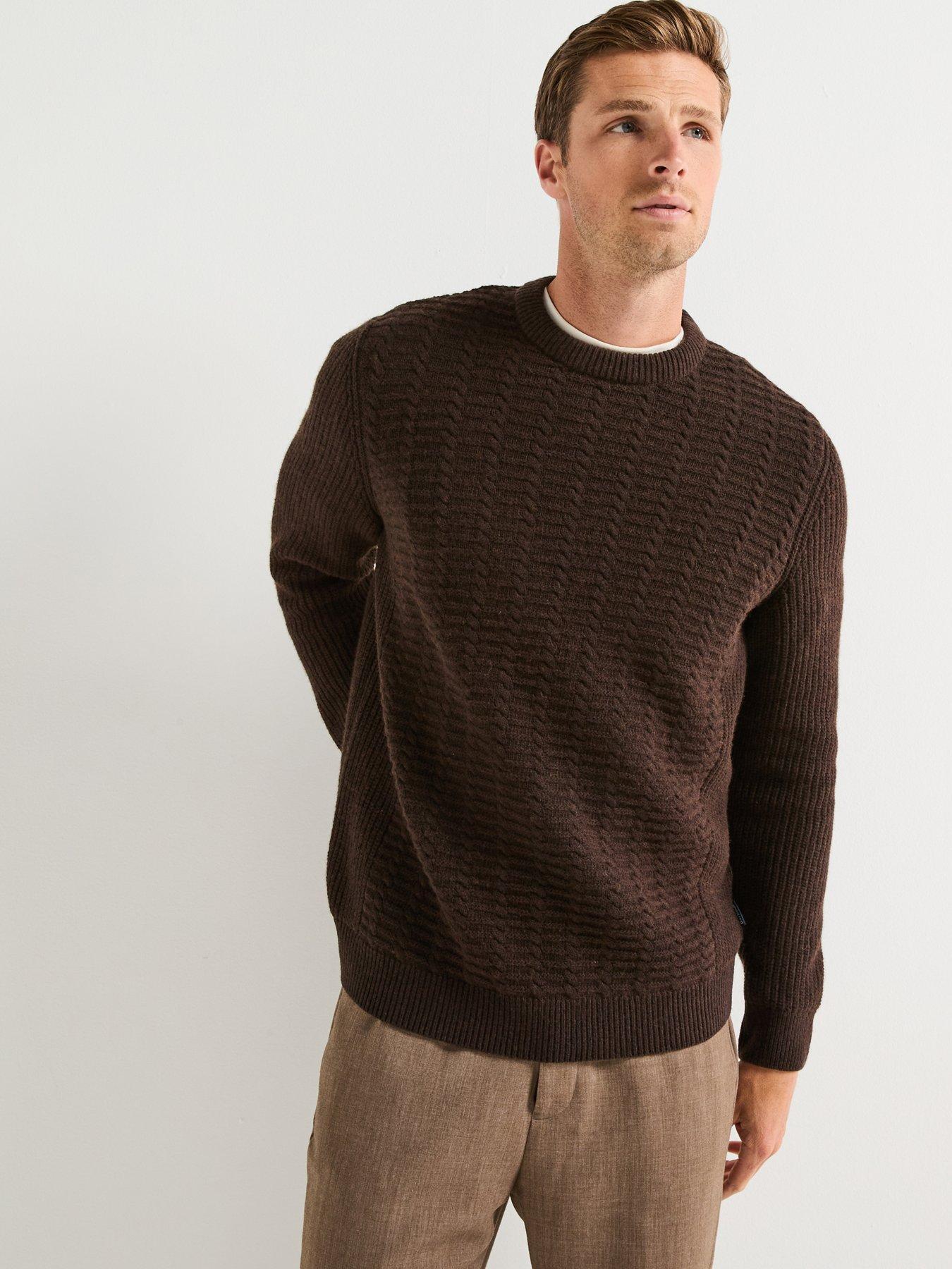 Barbour Cleveland Textured Crew Knitted Jumper - Brown