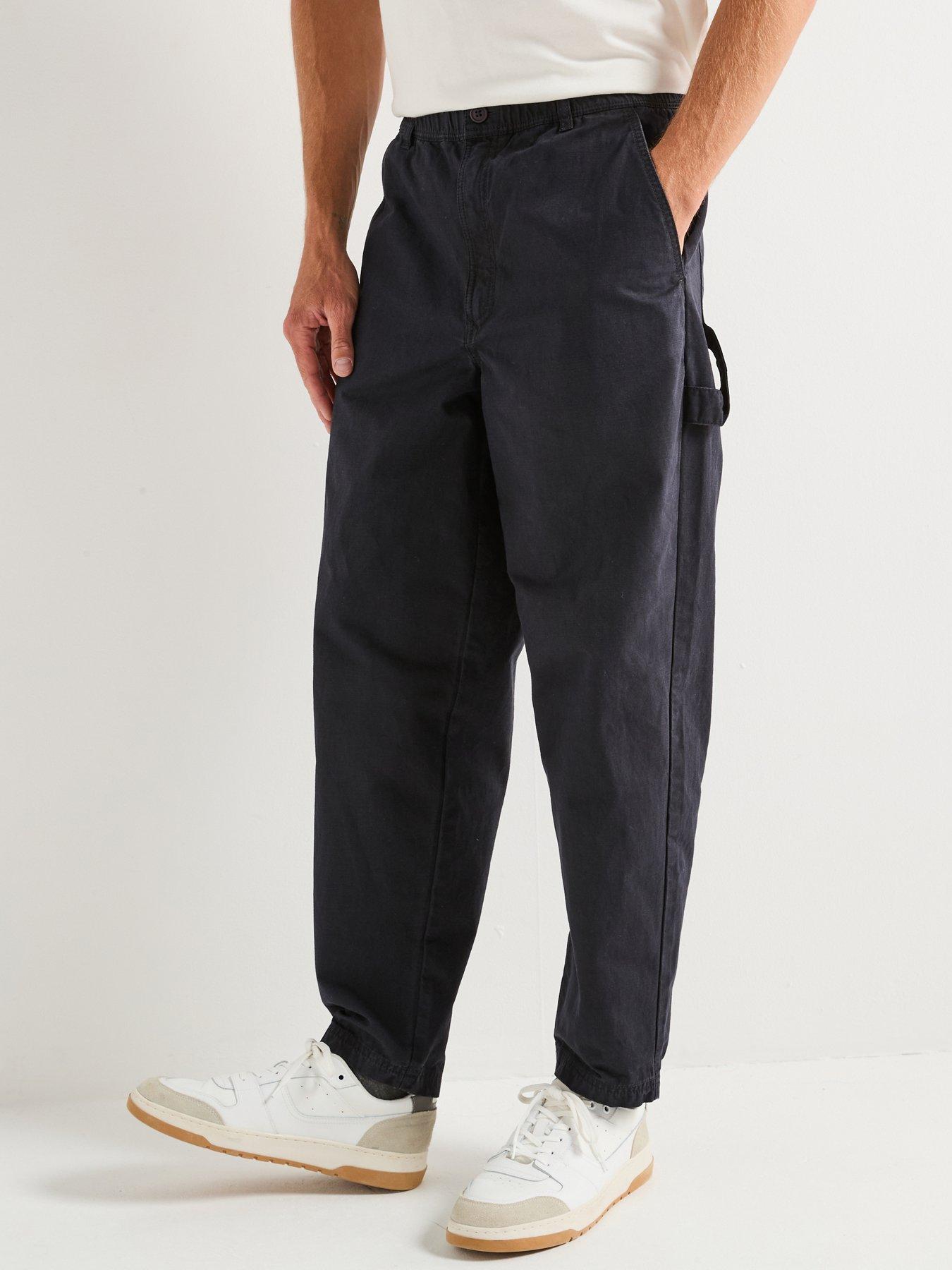undefined Harton Relaxed Fit Slub Trousers-navy