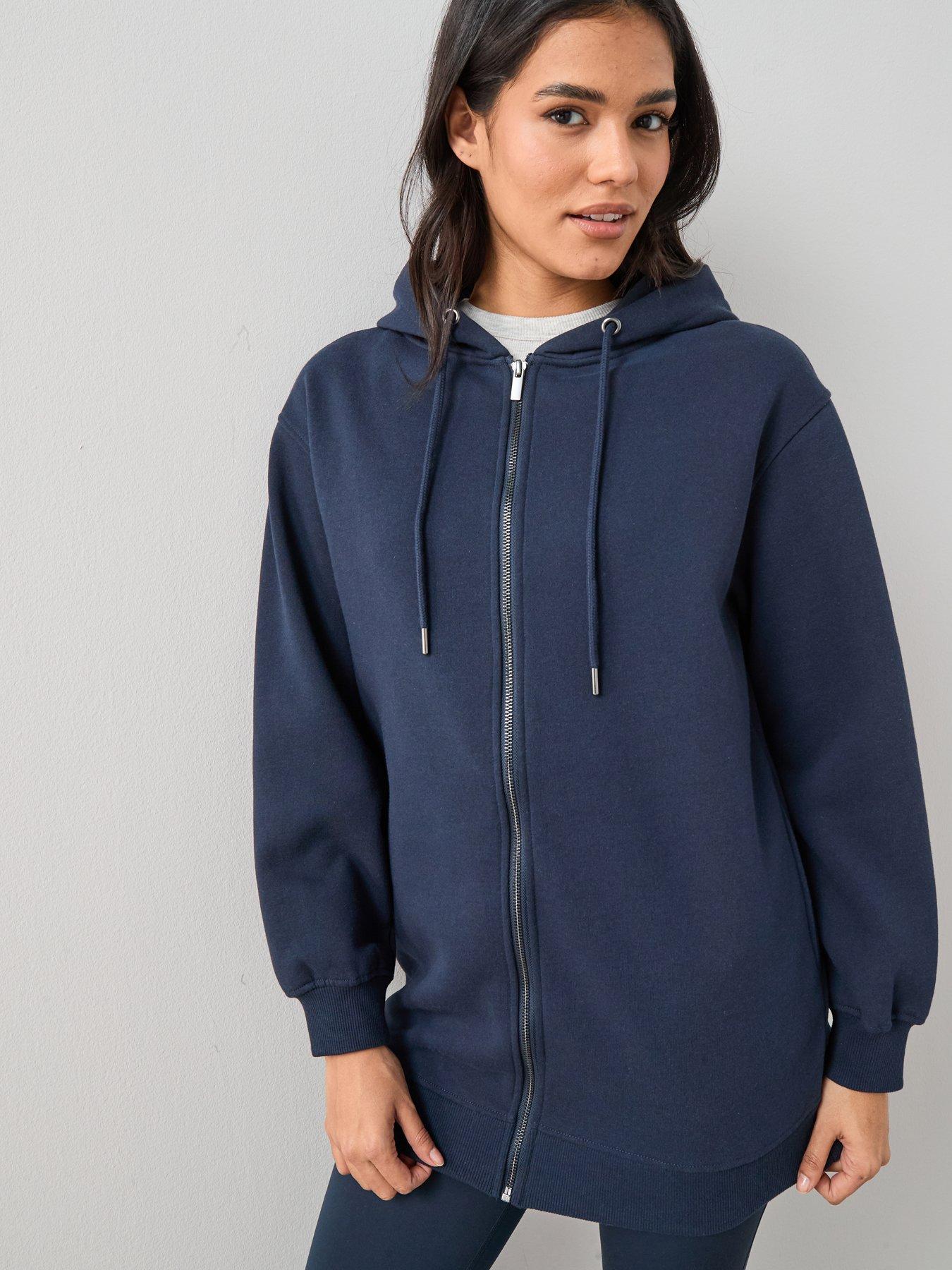 The Very Collection Longline Zip Through Hoodie - Navy