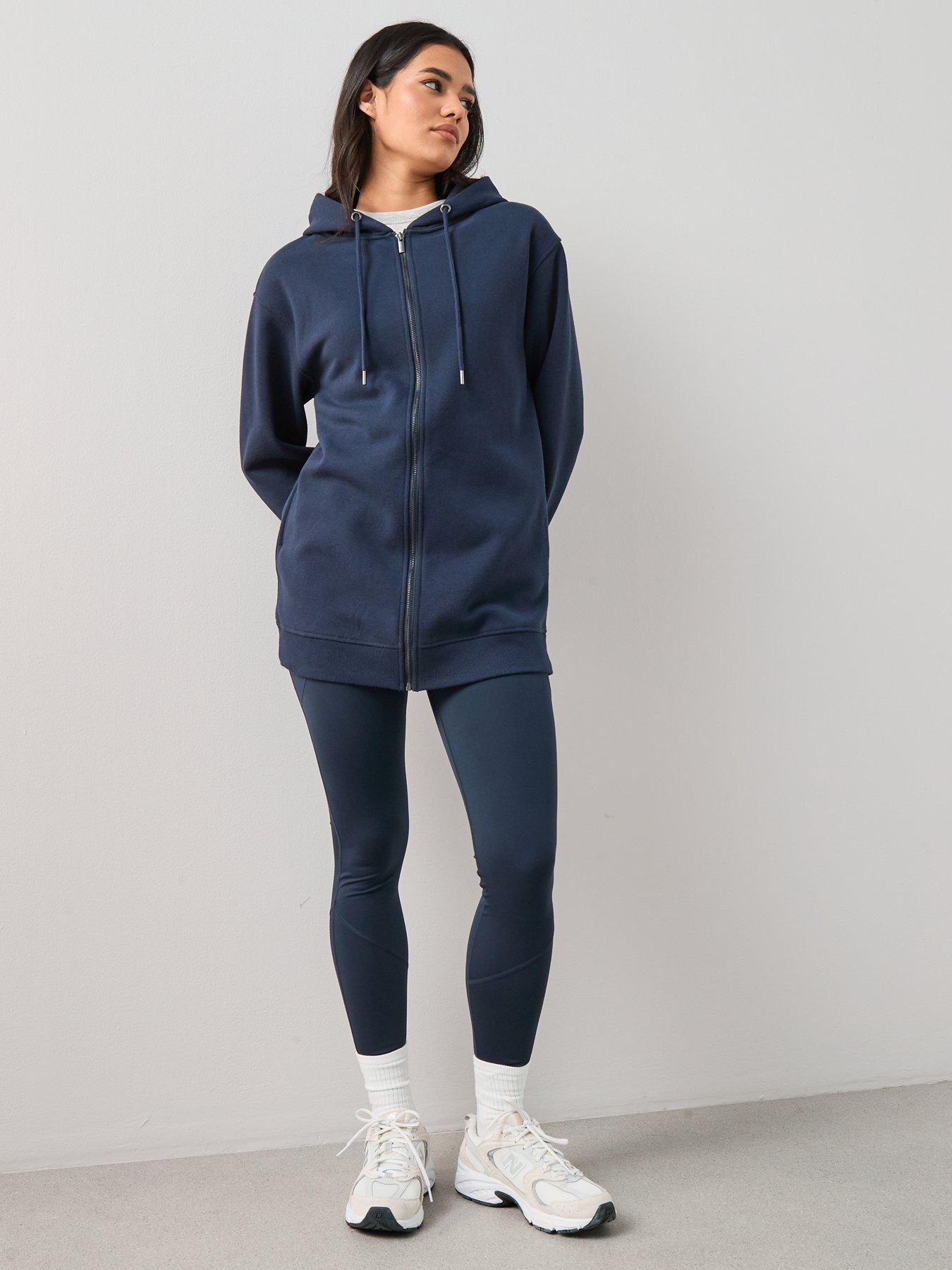 Image 3 of 6 of The Very Collection Longline Zip Through Hoodie - Navy