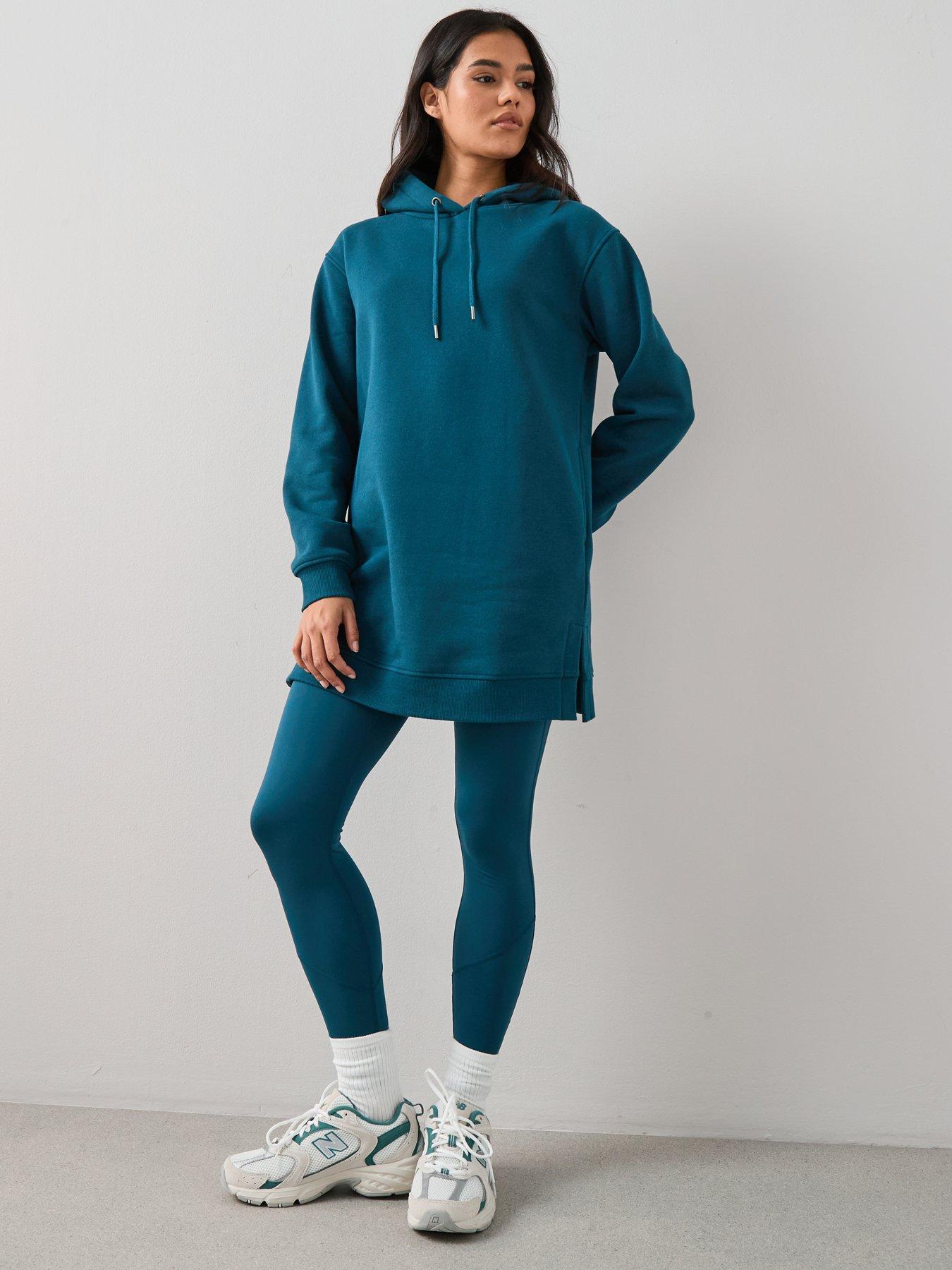 The Very Collection Longline Hoodie With Side Splits - Green