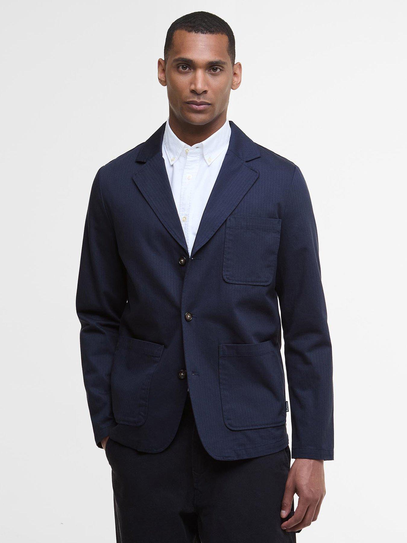 undefined Bayview Herringbone Overshirt - Navy