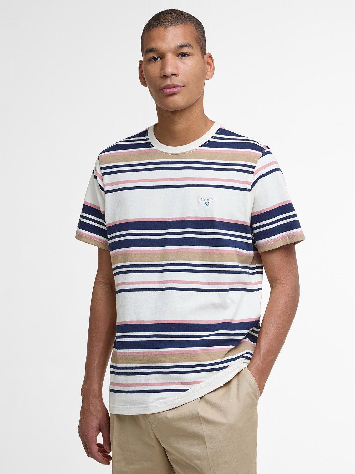 undefined Aickmen Tailored Fit Striped T-Shirt - Cream
