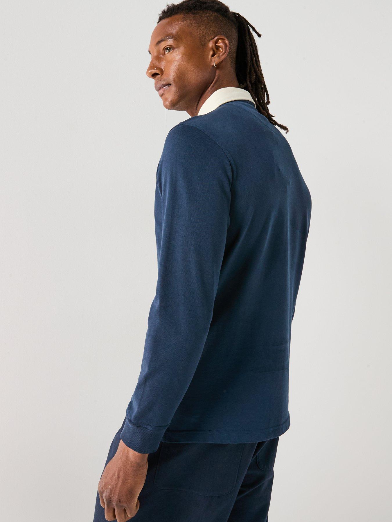 Image 2 of 6 of Barbour Howtown Contrast Collar Rugby Polo Shirt - Navy