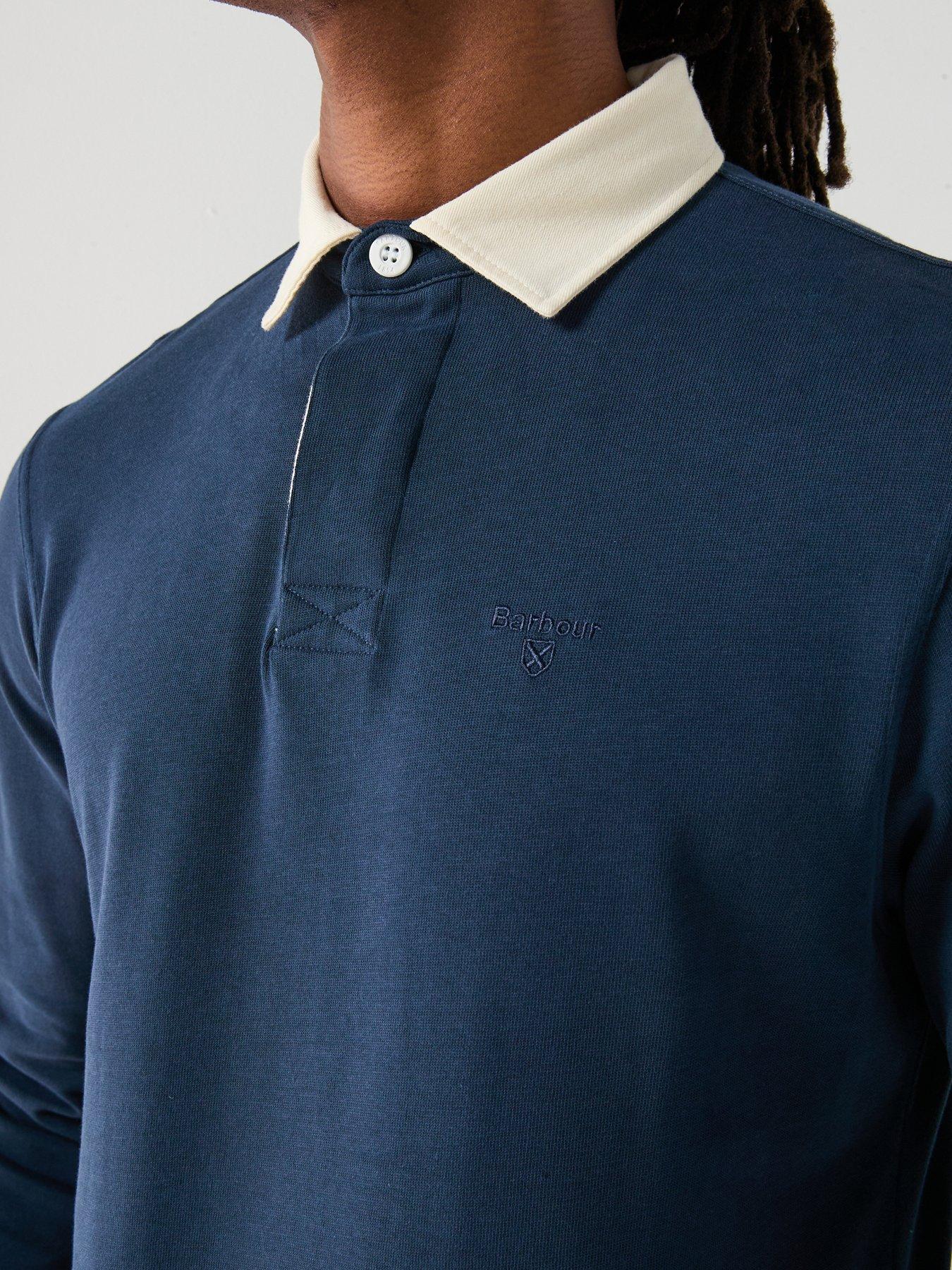 Image 5 of 6 of Barbour Howtown Contrast Collar Rugby Polo Shirt - Navy