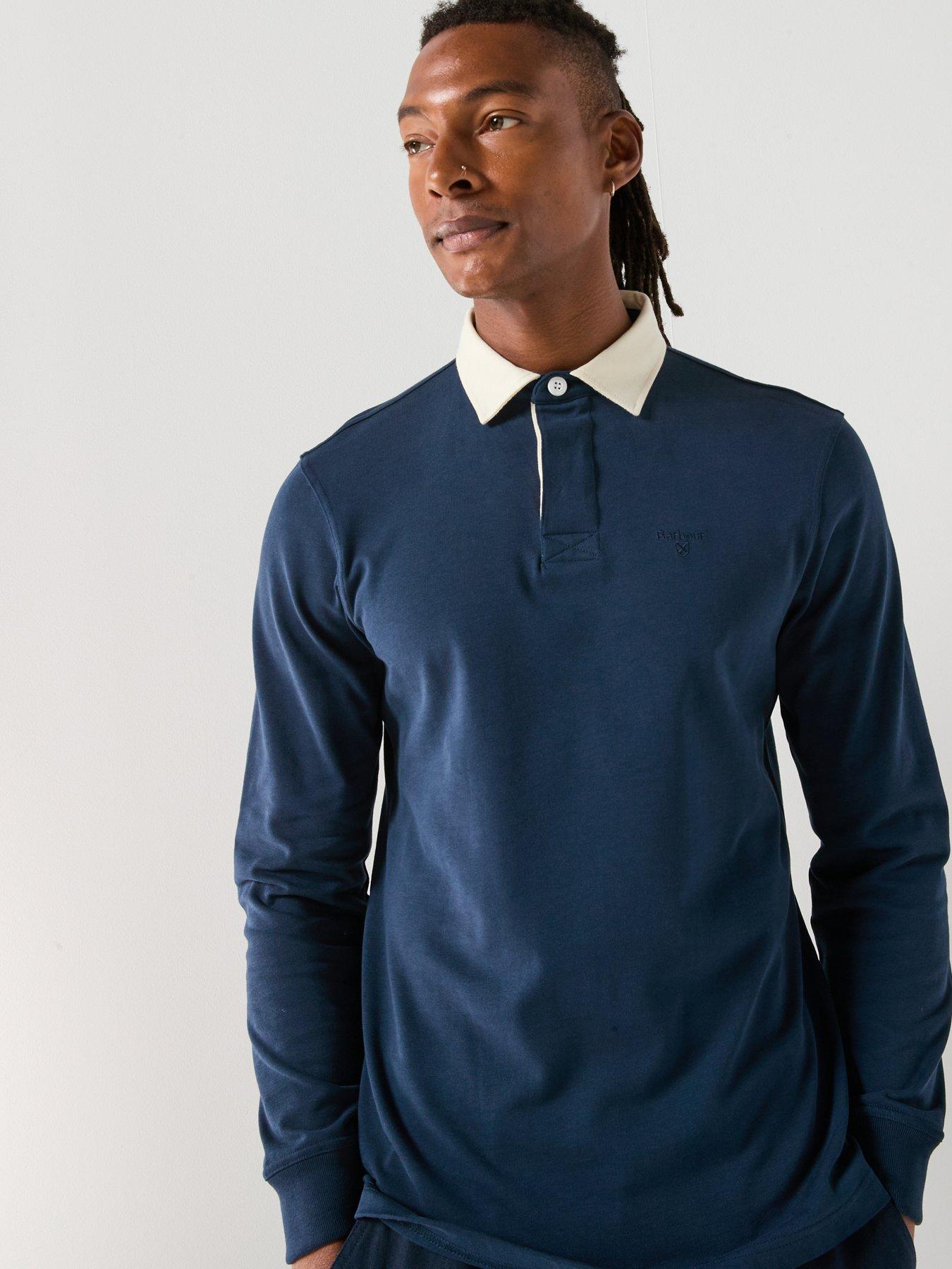 Image 6 of 6 of Barbour Howtown Contrast Collar Rugby Polo Shirt - Navy
