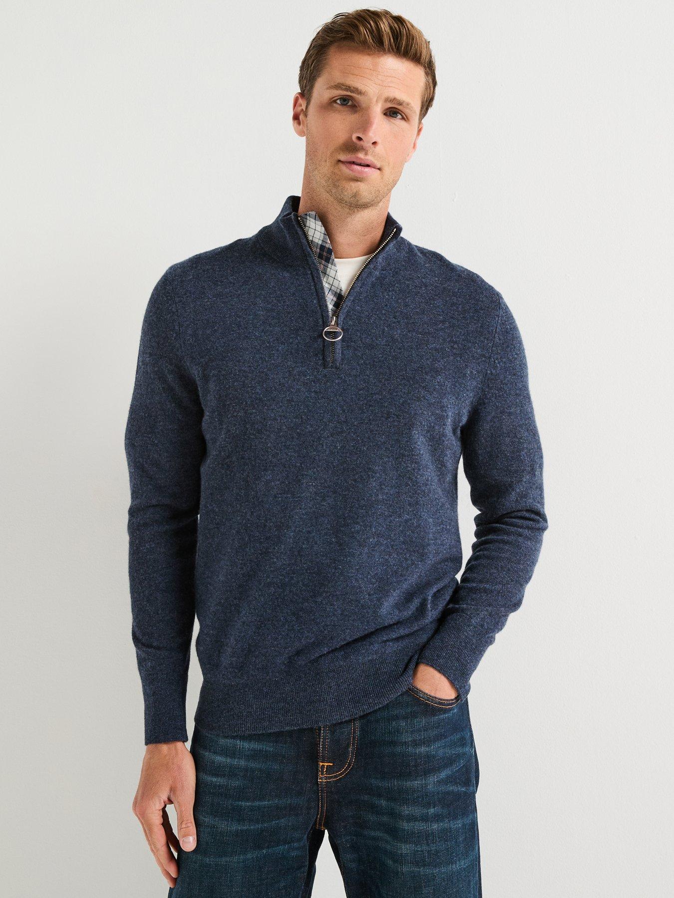 undefined Barbour Waterbury Cashmere Blend Half Zip Sweater-navy