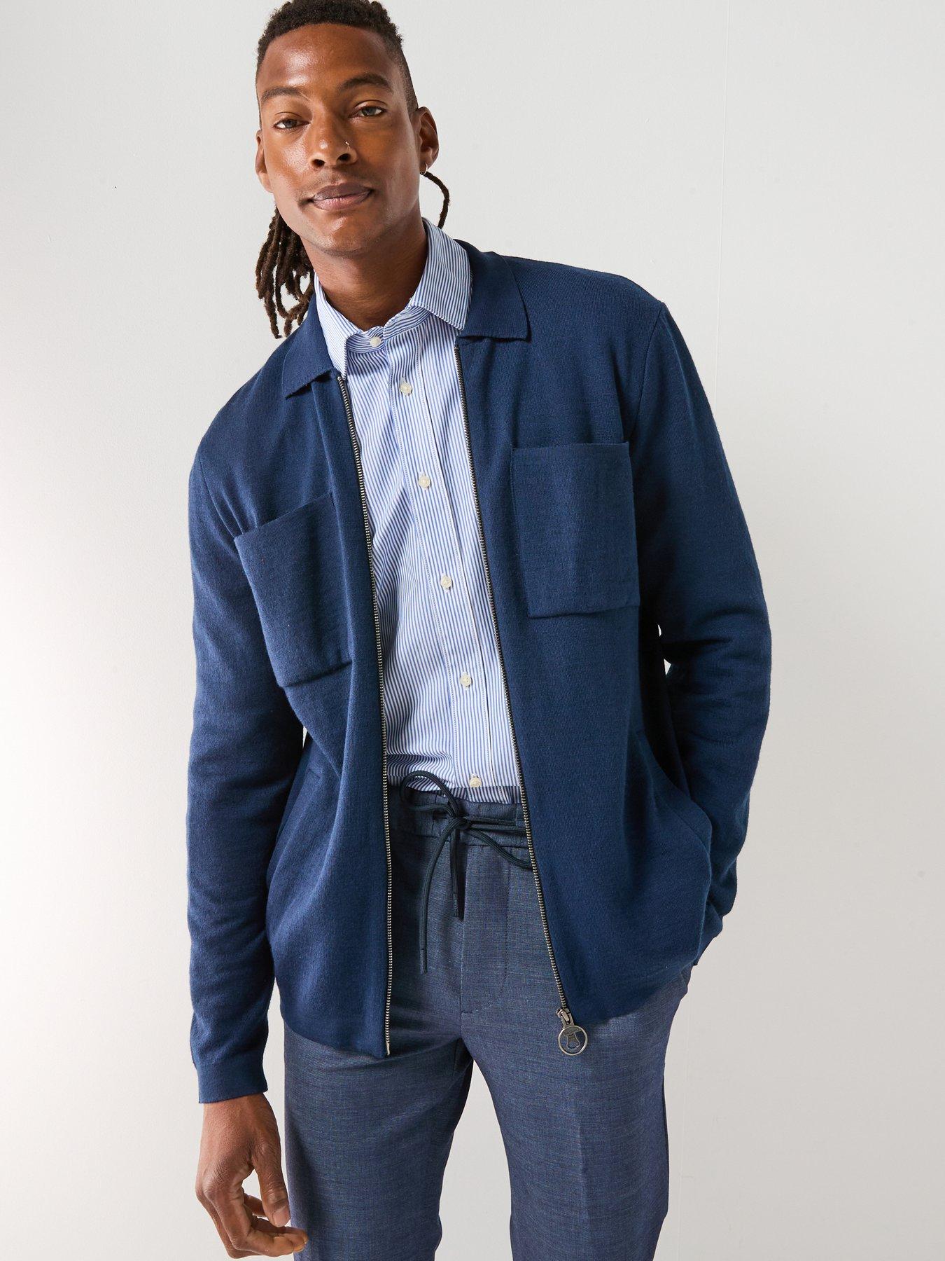 undefined Barbour Croscombe Zip Through Knitted Jumper-navy