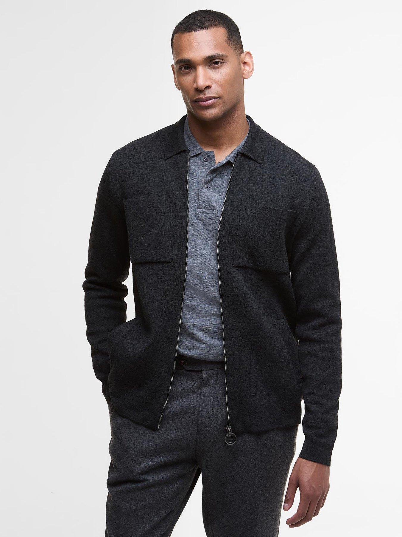 Barbour Croscombe Zip Through Knitted Jumper, Dark Grey, Size 2Xl, Men