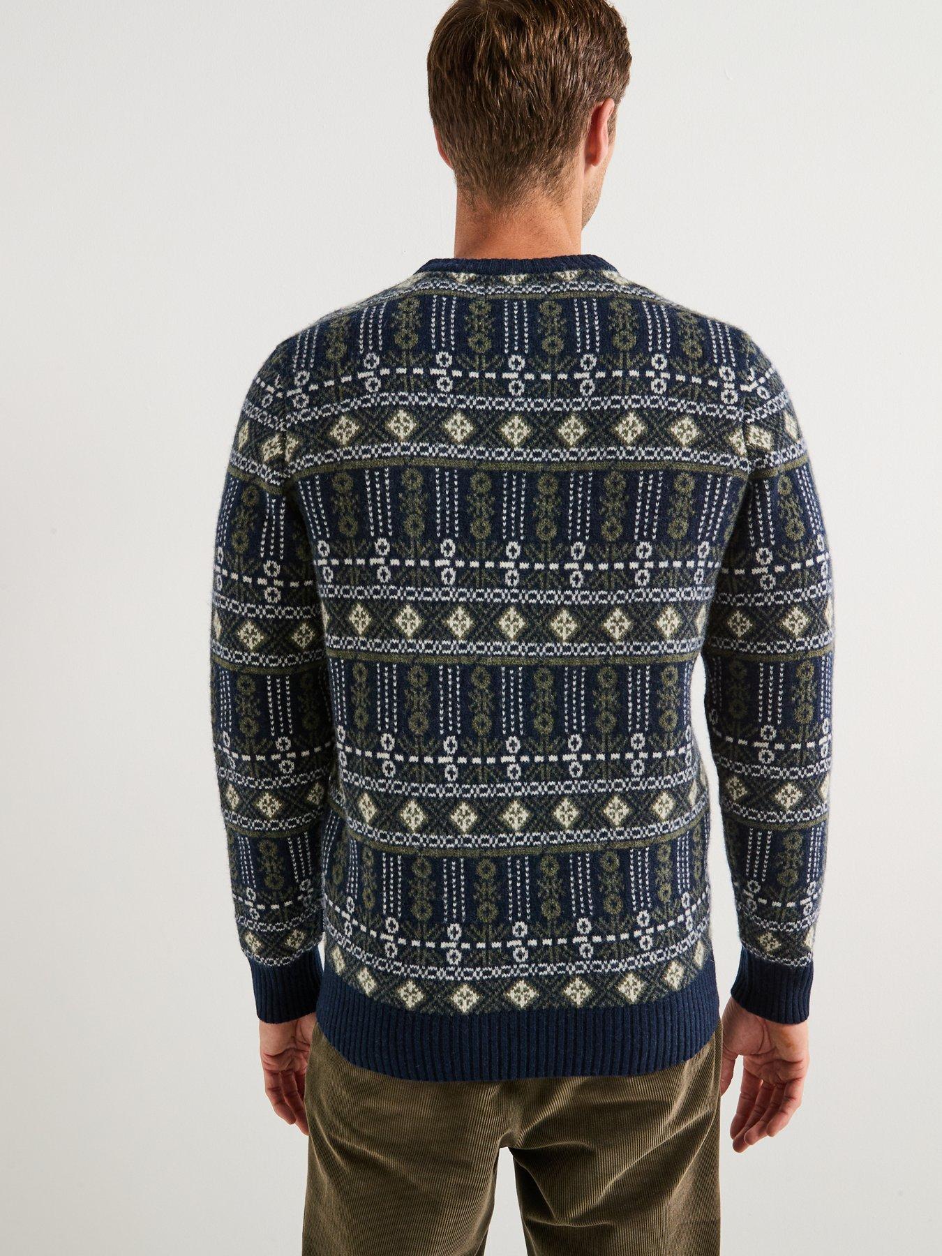 Image 2 of 6 of Barbour Grangetown Fair Isle Crew Neck Sweat Top - Navy