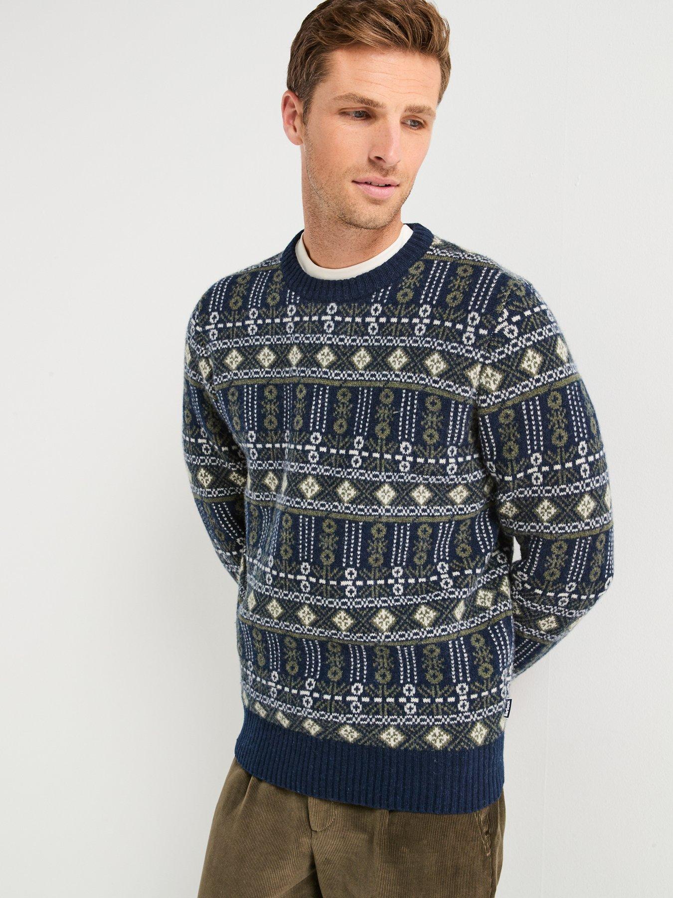 Image 5 of 6 of Barbour Grangetown Fair Isle Crew Neck Sweat Top - Navy