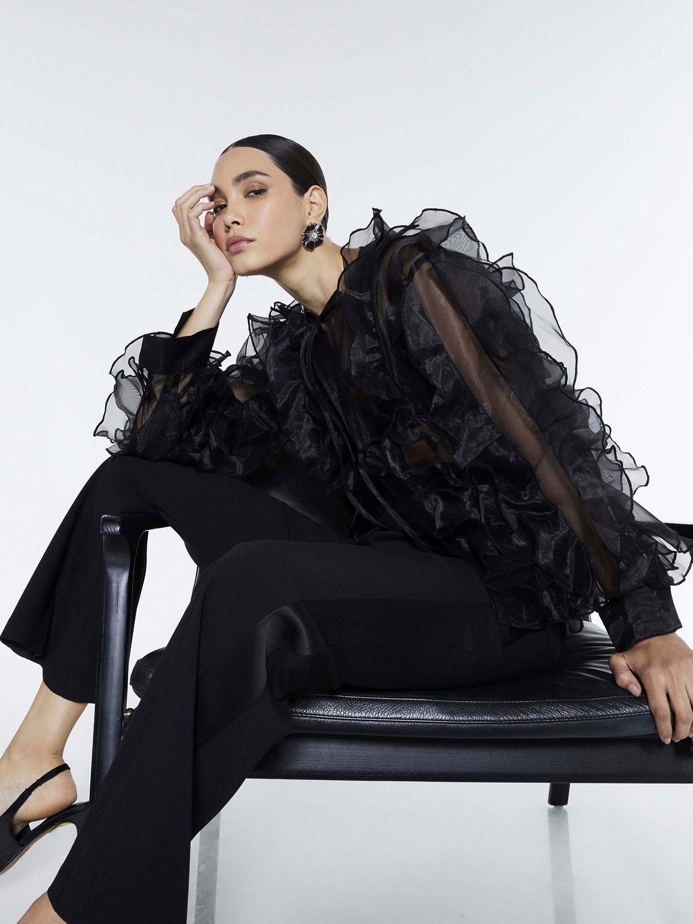 River Island Mega Ruffle Bomber - Black
