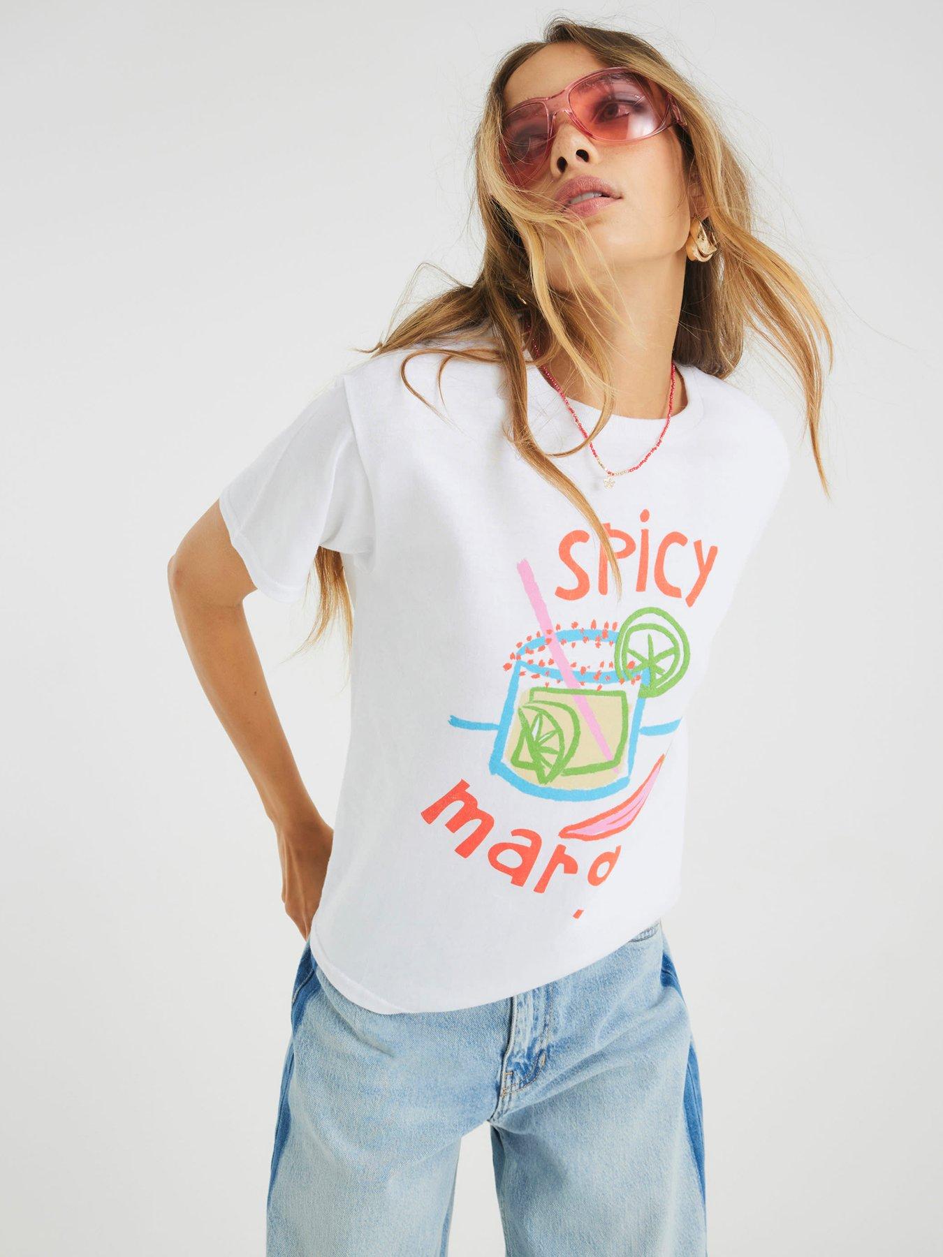 undefined Short Sleeve Spicy Marg Sketchy T-Shirt - White