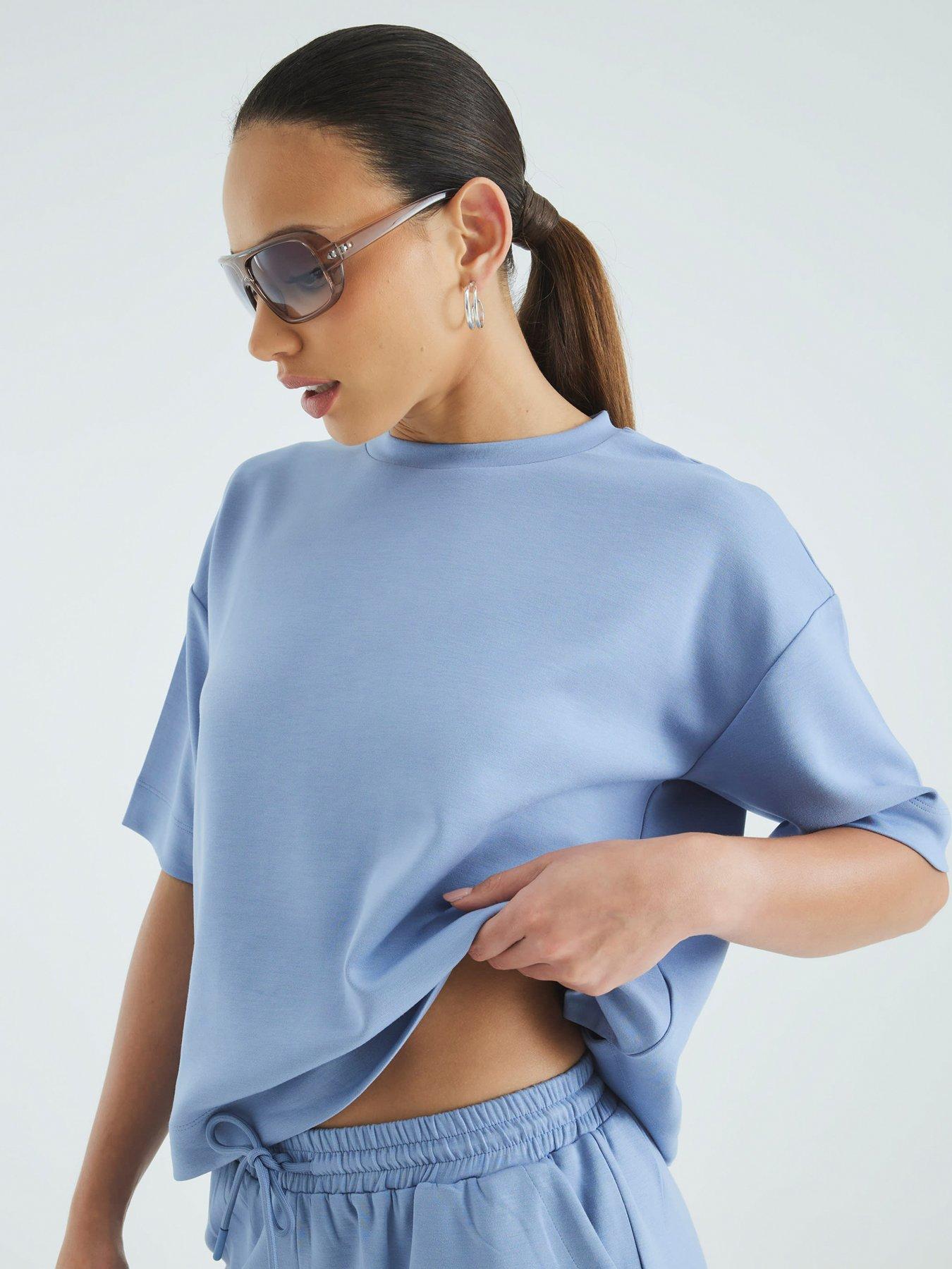 undefined Short Sleeve Premium Clean Boxy T-Shirt - Blue