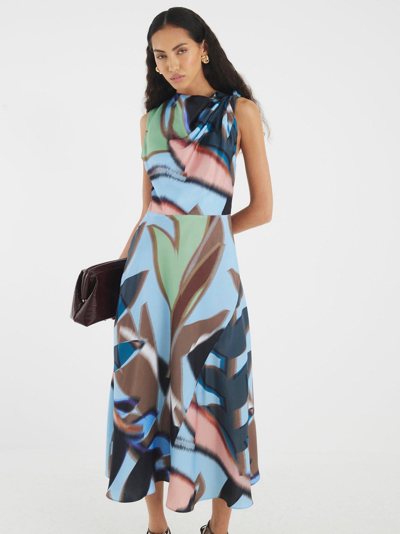 undefined Twist Shoulder Midi Dress