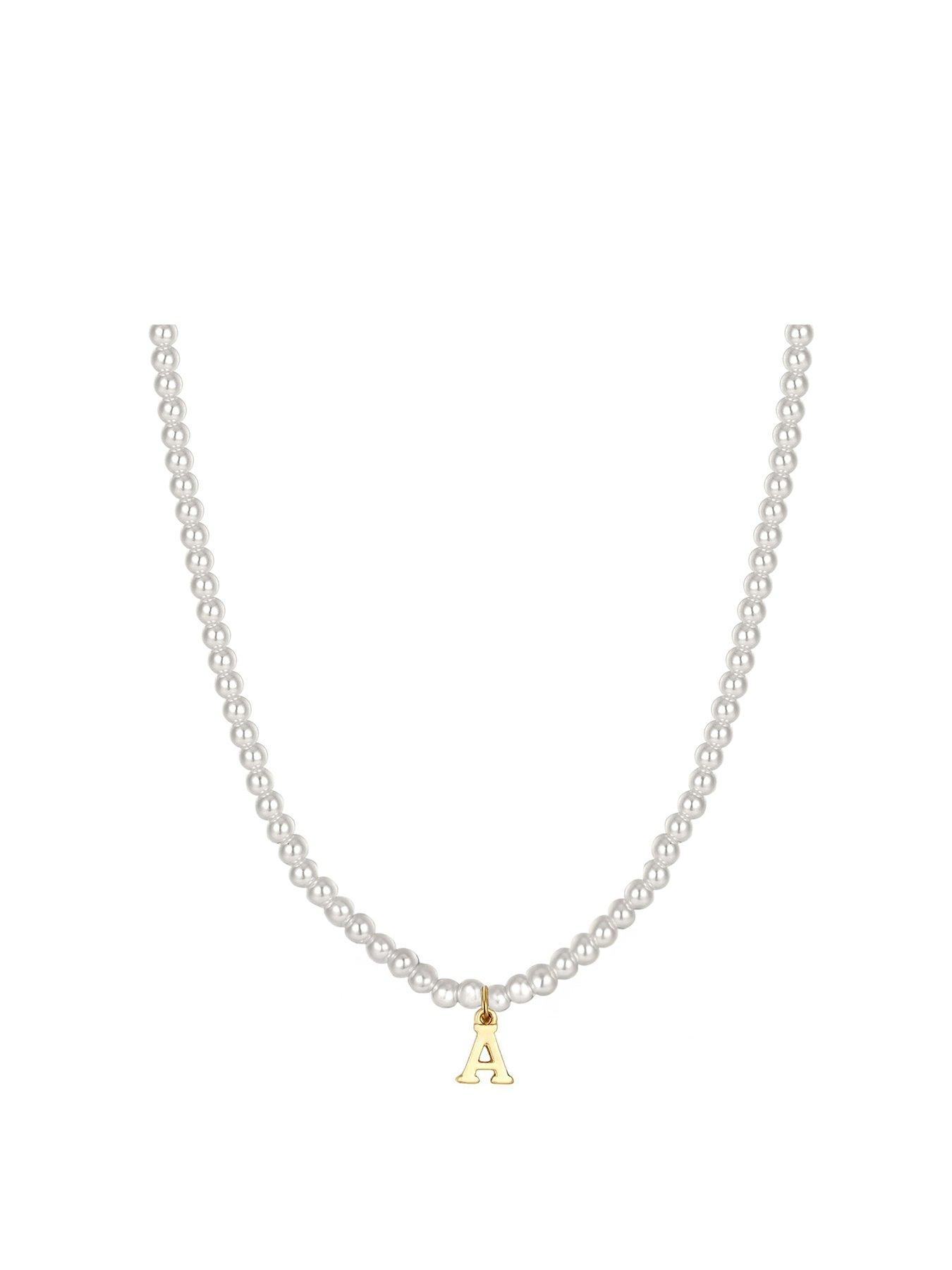 undefined Pearl Necklace with Gold Initial