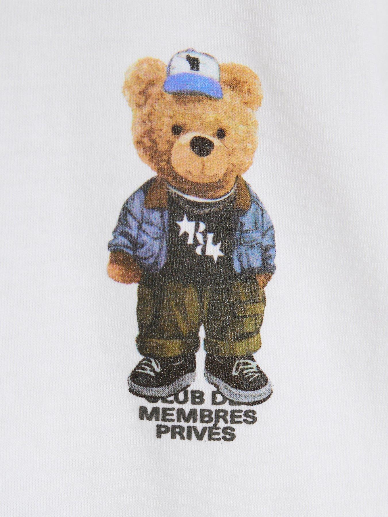 Image 3 of 4 of River Island Mini Boys Palais Dept Bear T-Shirt - White