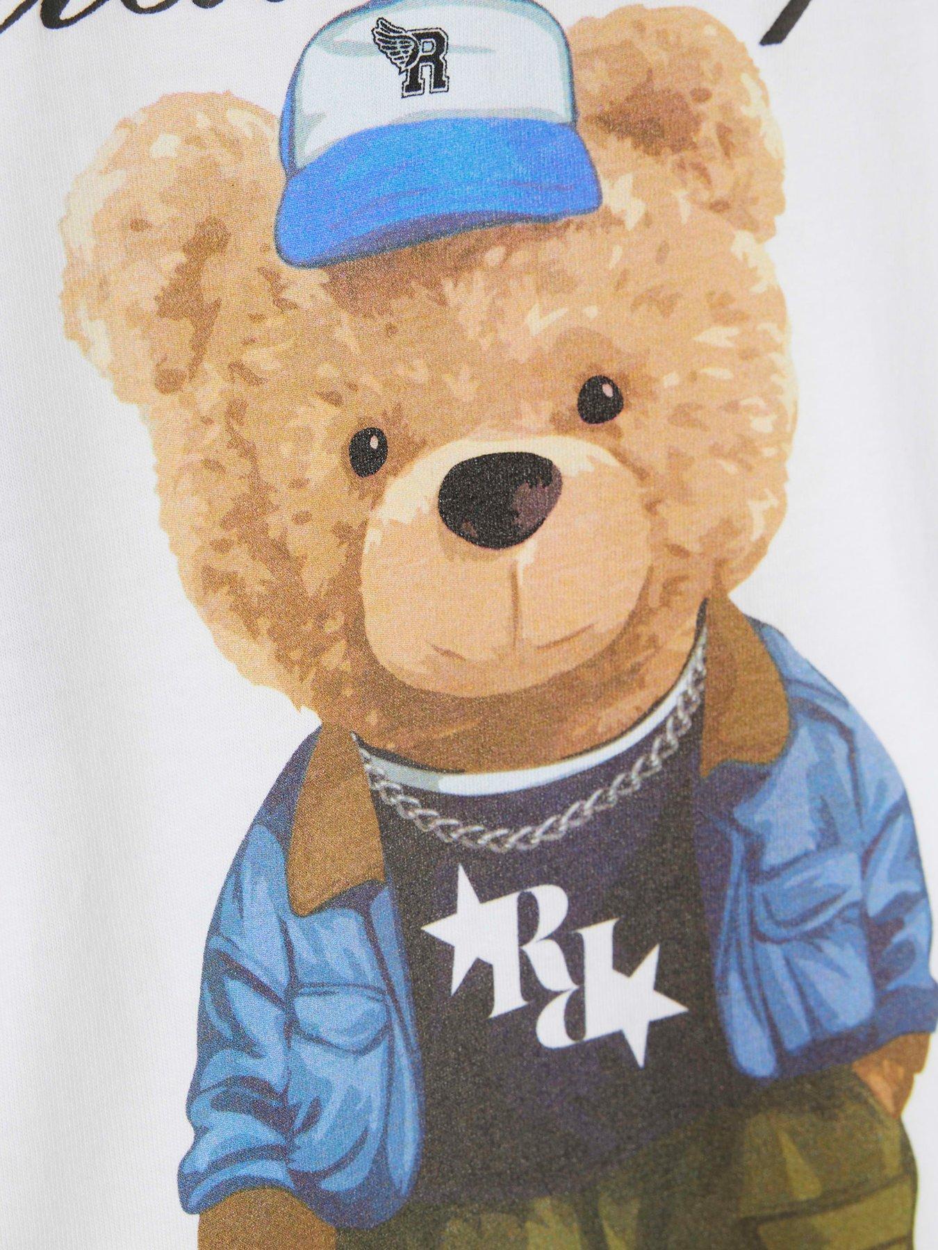 Image 4 of 4 of River Island Mini Boys Palais Dept Bear T-Shirt - White