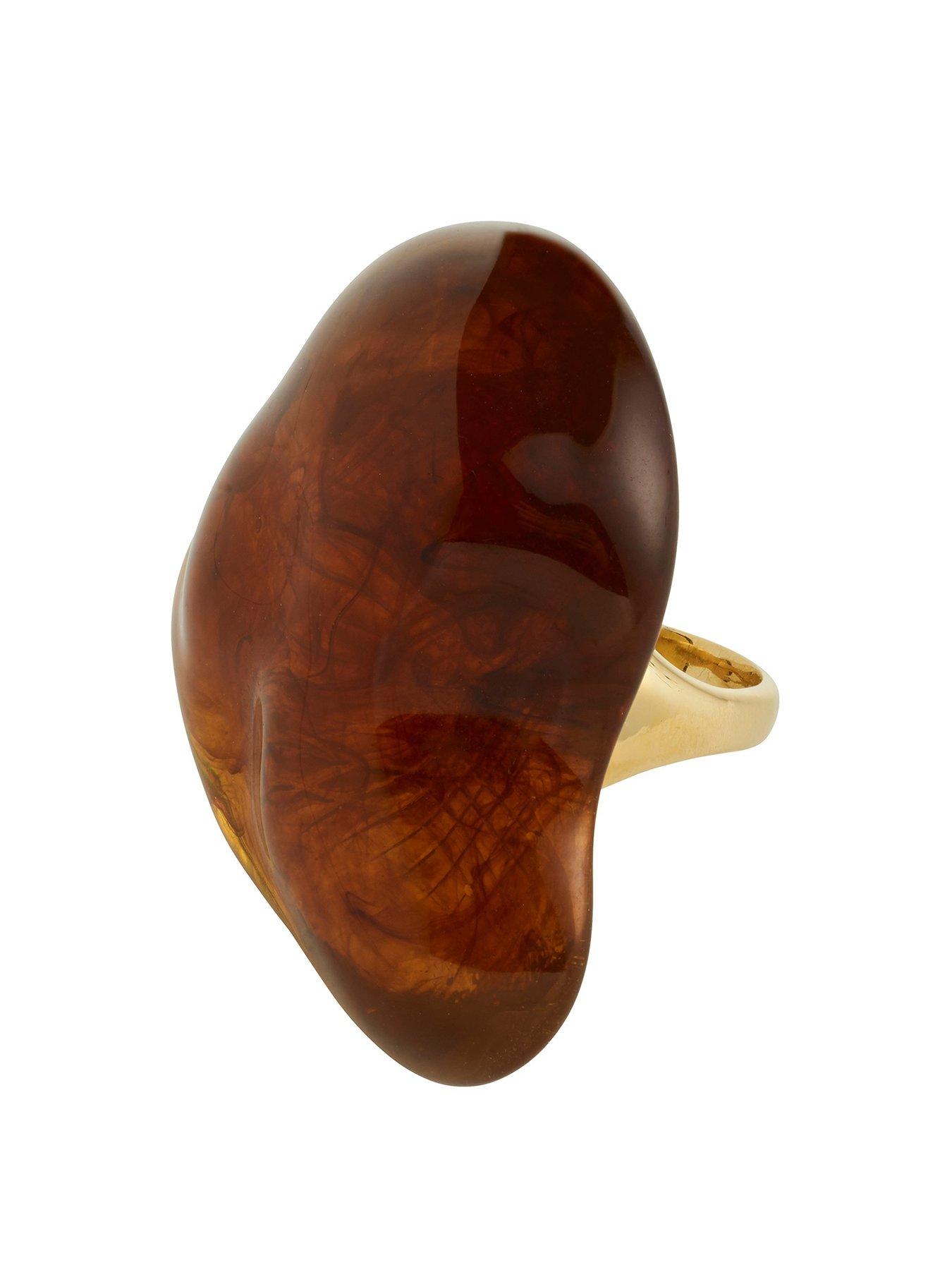 undefined Lian Ring Brown - Gold Plated