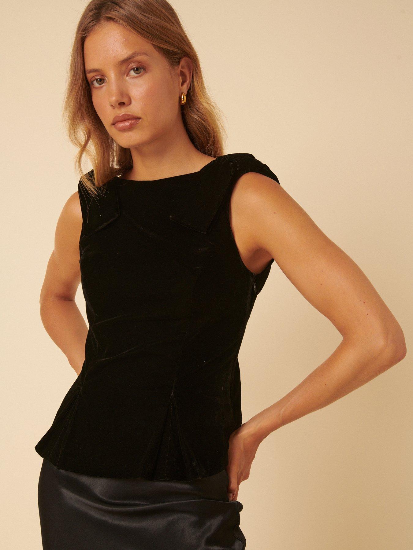 Nobodys Child Carrie Velvet Bow Top - Black