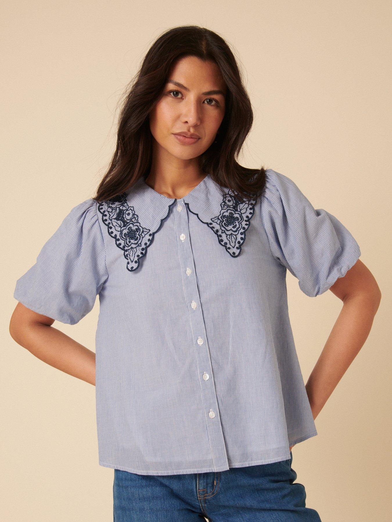 Nobodys Child Bridget Blouse, Blue, Size 14, Women