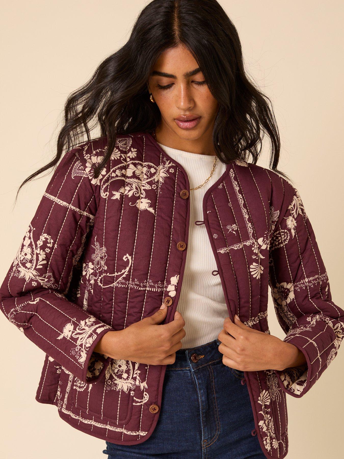 undefined Quilted Printed Jacket - Red