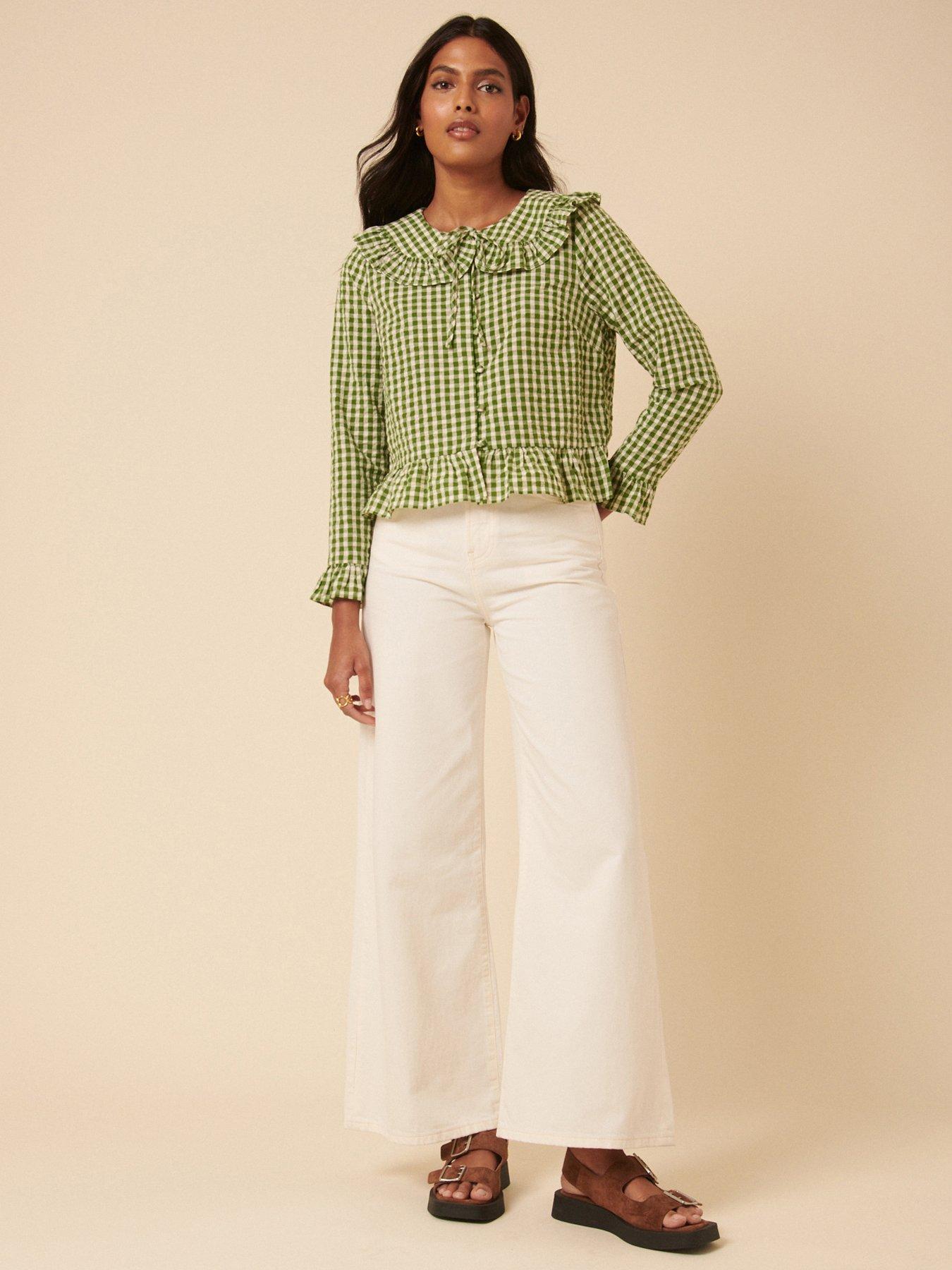undefined Britney Ruffle Blouse - Green