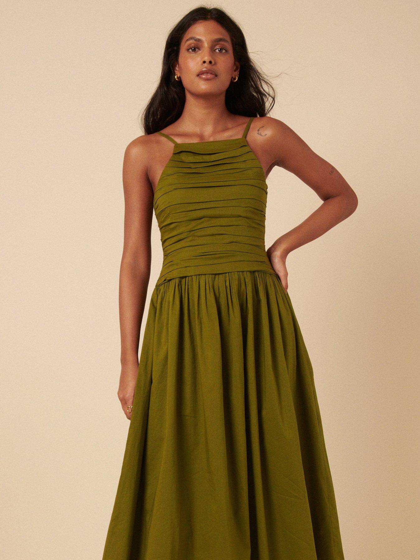 green emerald velvet dress Green Naomi Midi Dress main image 0