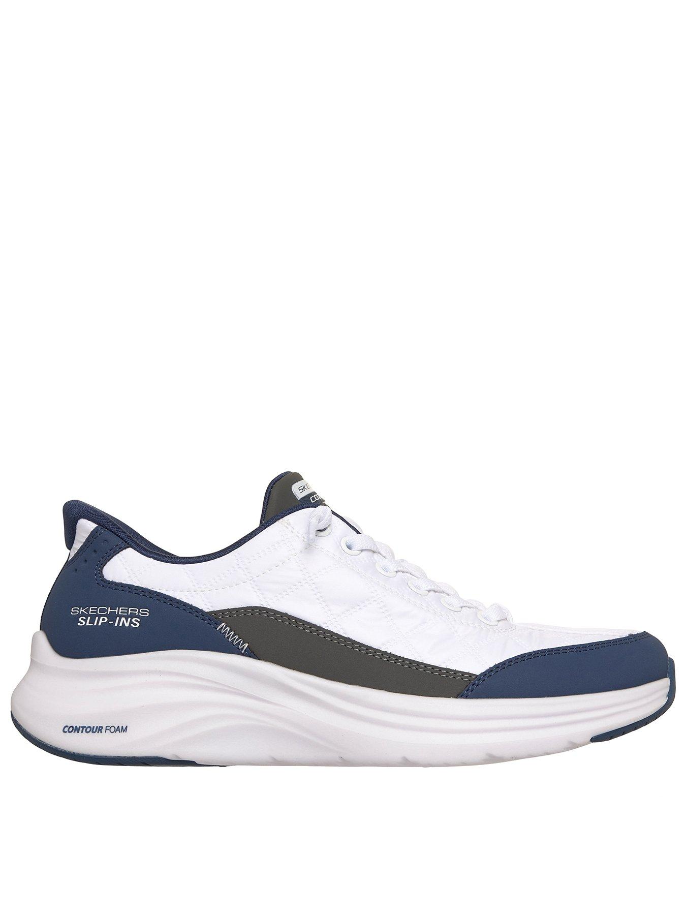 undefined Contour Foam Slip-in Knotted Bungree Trainer - White Mesh/navy Duraleather