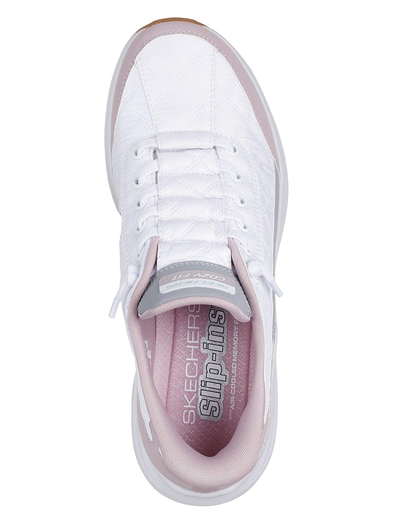 Image 3 of 5 of Skechers Contour Foam Slip-in Knotted Bungree Trainer - White Mesh/lavender Duraleather