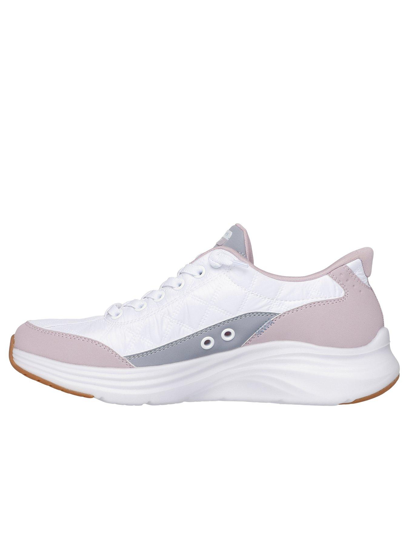 Image 5 of 5 of Skechers Contour Foam Slip-in Knotted Bungree Trainer - White Mesh/lavender Duraleather