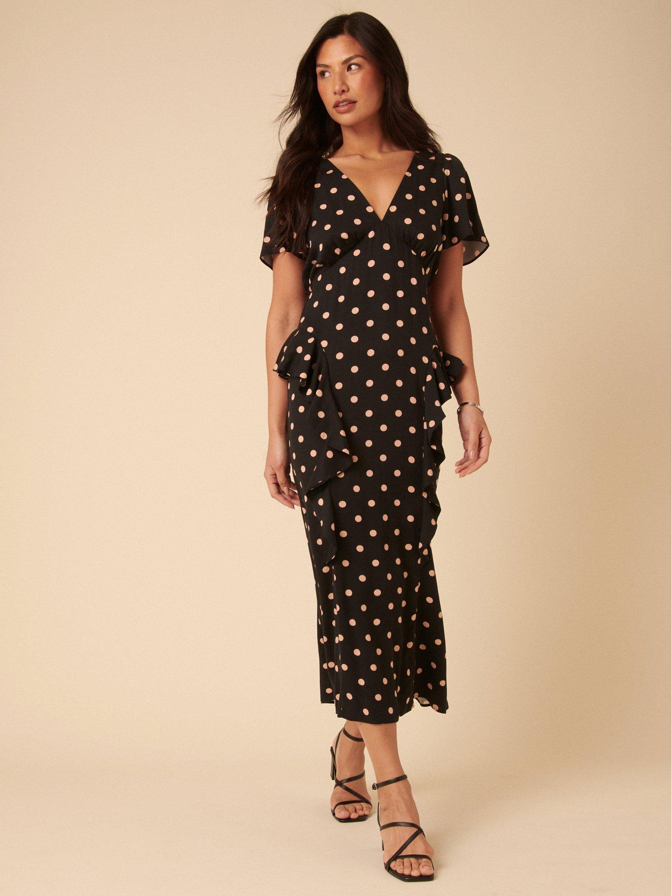 undefined Lyndsey Midi Dress Spot - Black