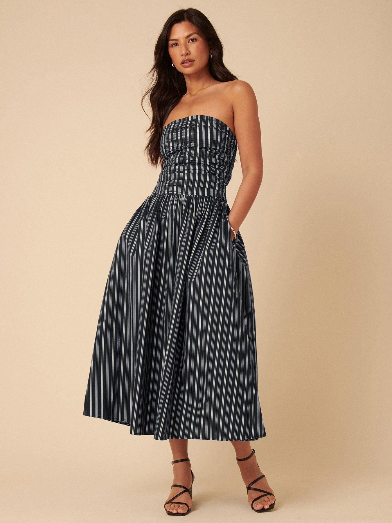 undefined Felicity Midi Dress Stripe - Blue