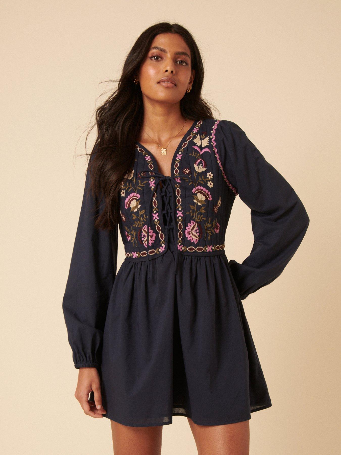 undefined Monroe Mini Dress Plain - Blue