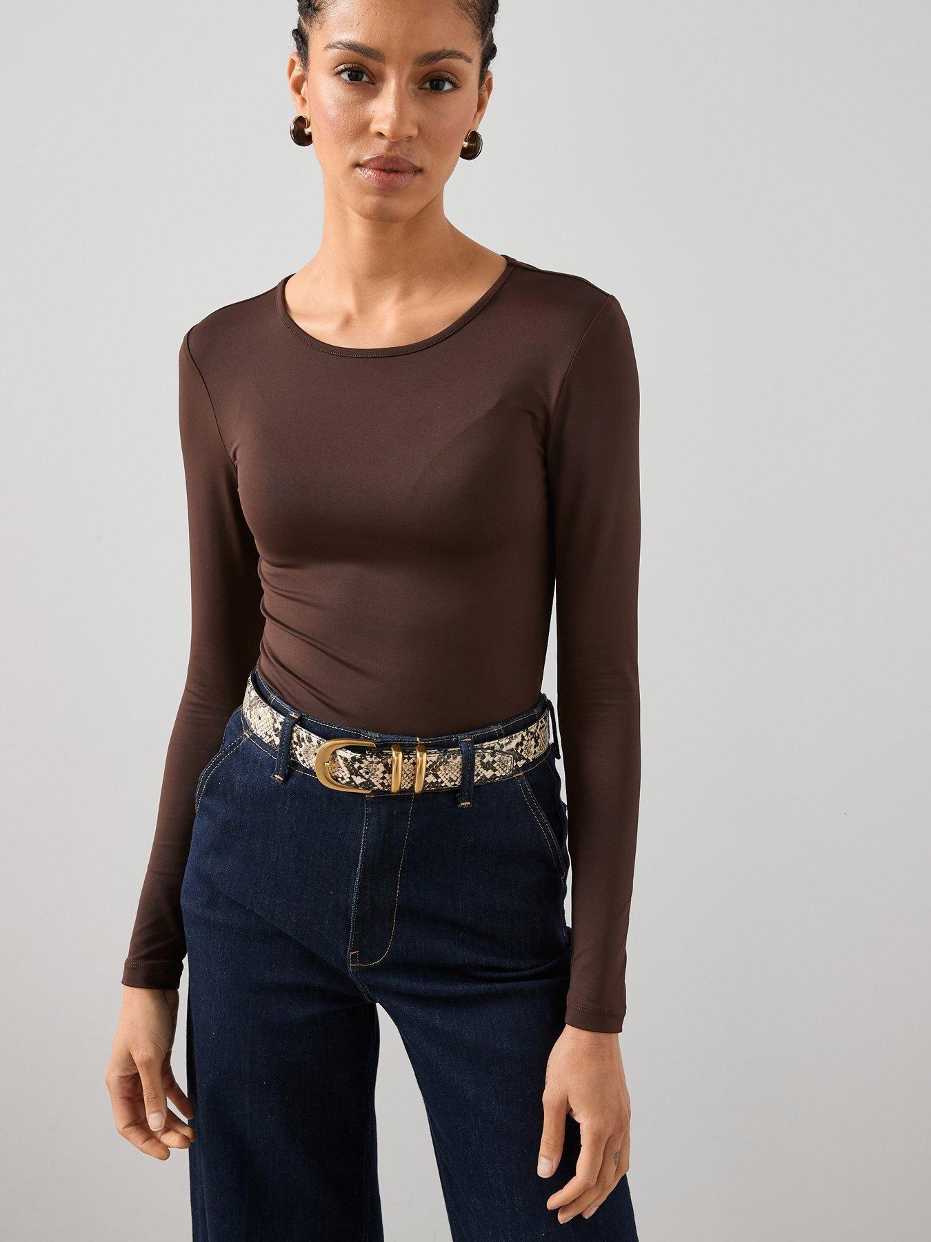 The Very Collection Soft Touch Long Sleeve Top - Brown