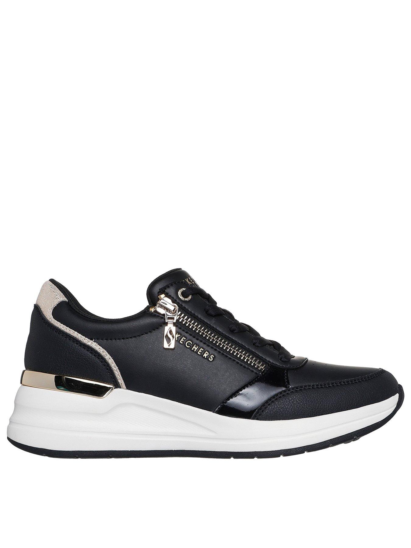 undefined Billion 2 Wedge Size Zip Trainer - Black Duraleather/ Metallic Suede
