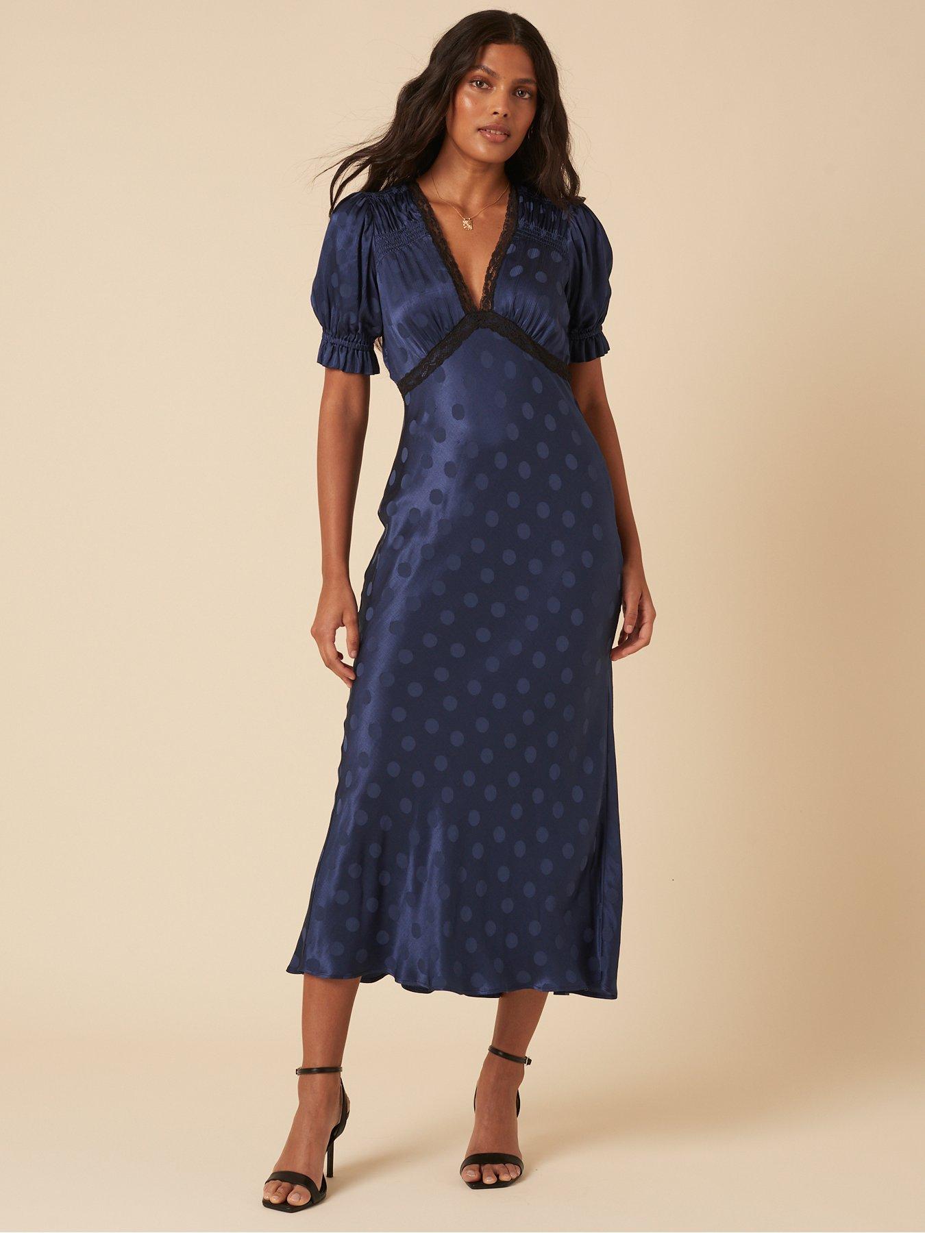 undefined Angela Midi Dress Plain - Blue